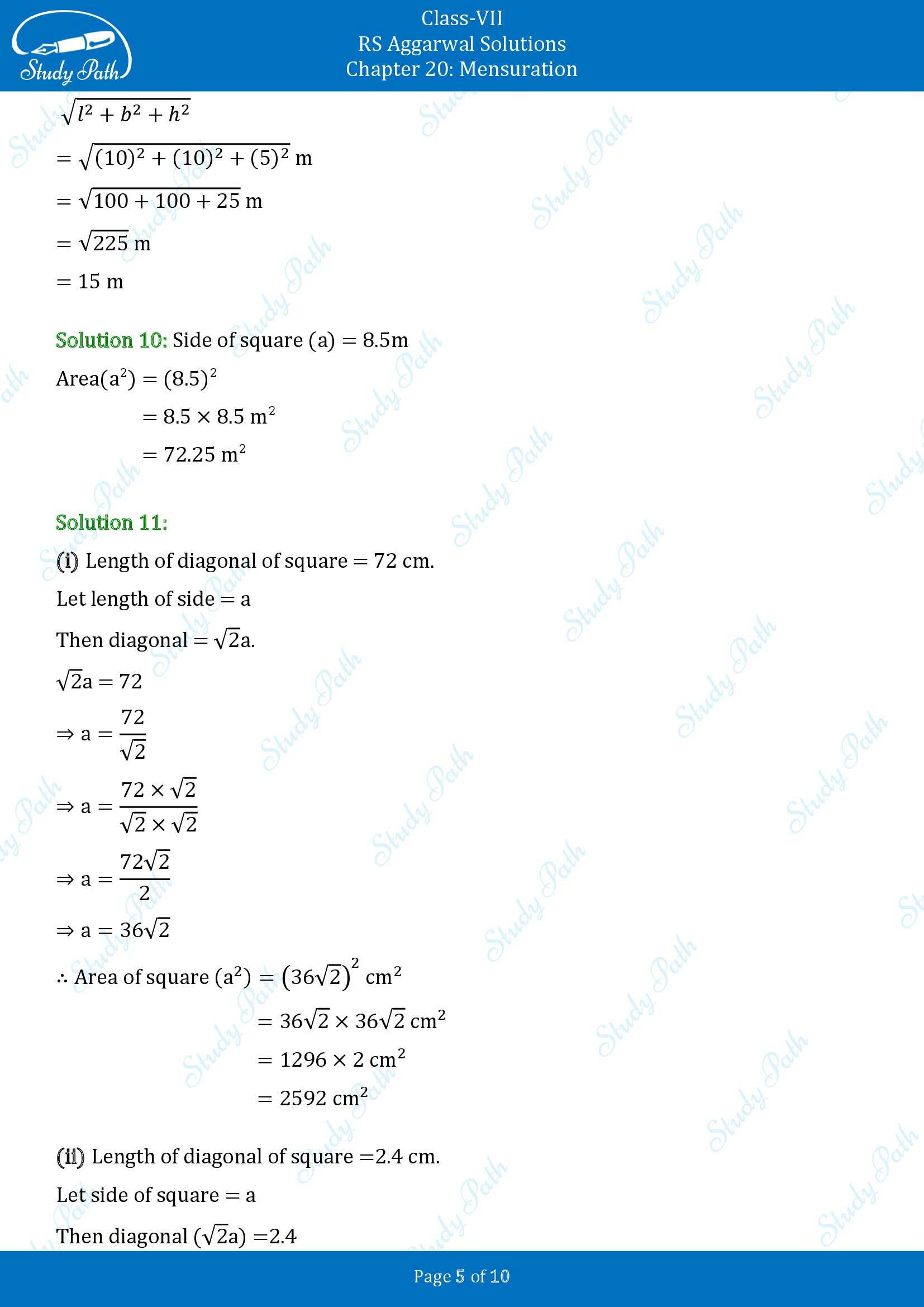 RS Aggarwal Solutions Class 7 Chapter 20 Mensuration Exercise 20A 00005