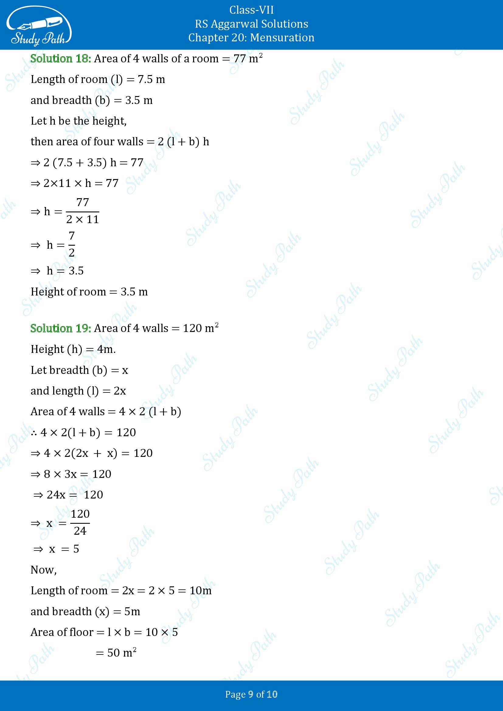 RS Aggarwal Solutions Class 7 Chapter 20 Mensuration Exercise 20A 00009
