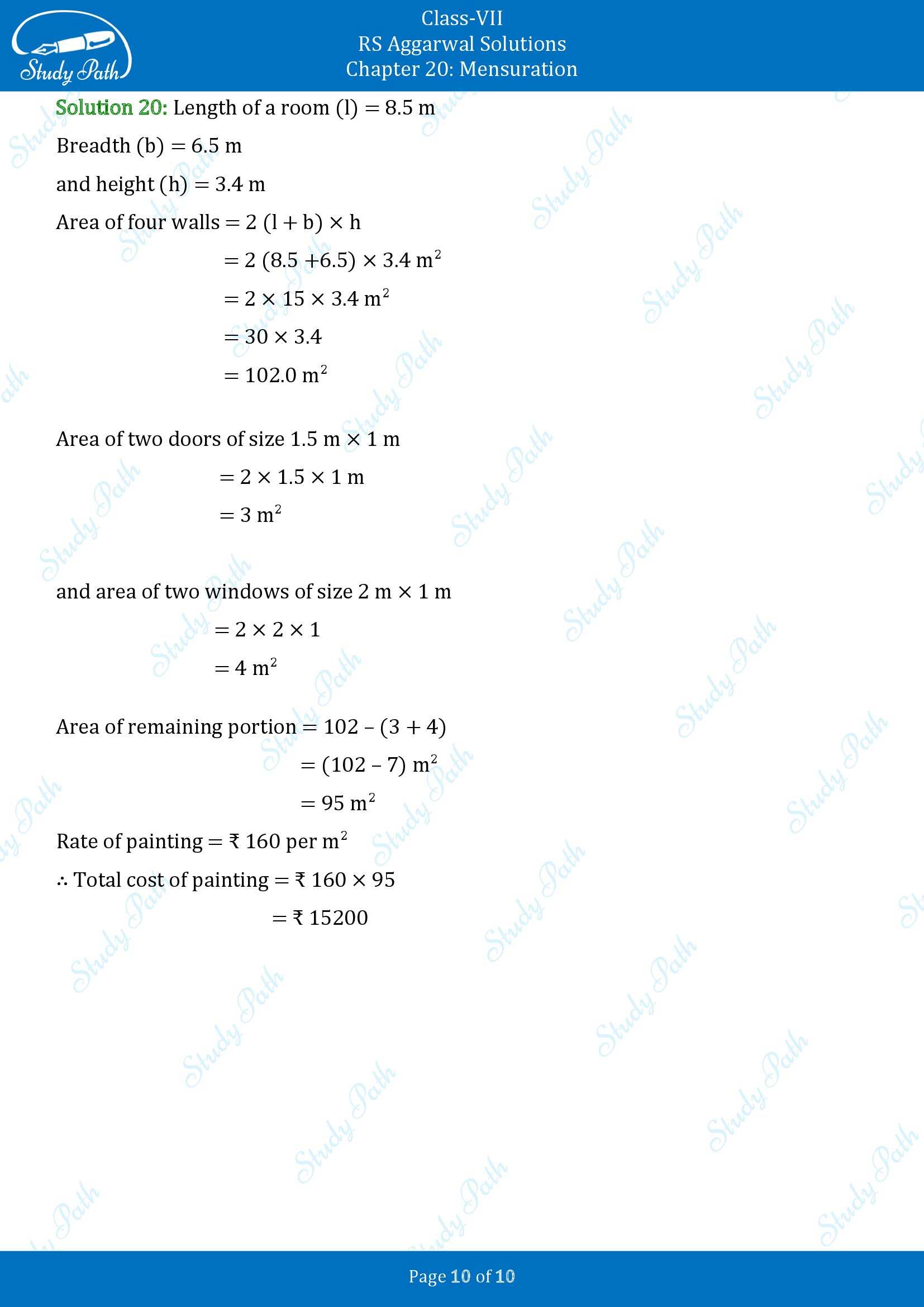 RS Aggarwal Solutions Class 7 Chapter 20 Mensuration Exercise 20A 00010