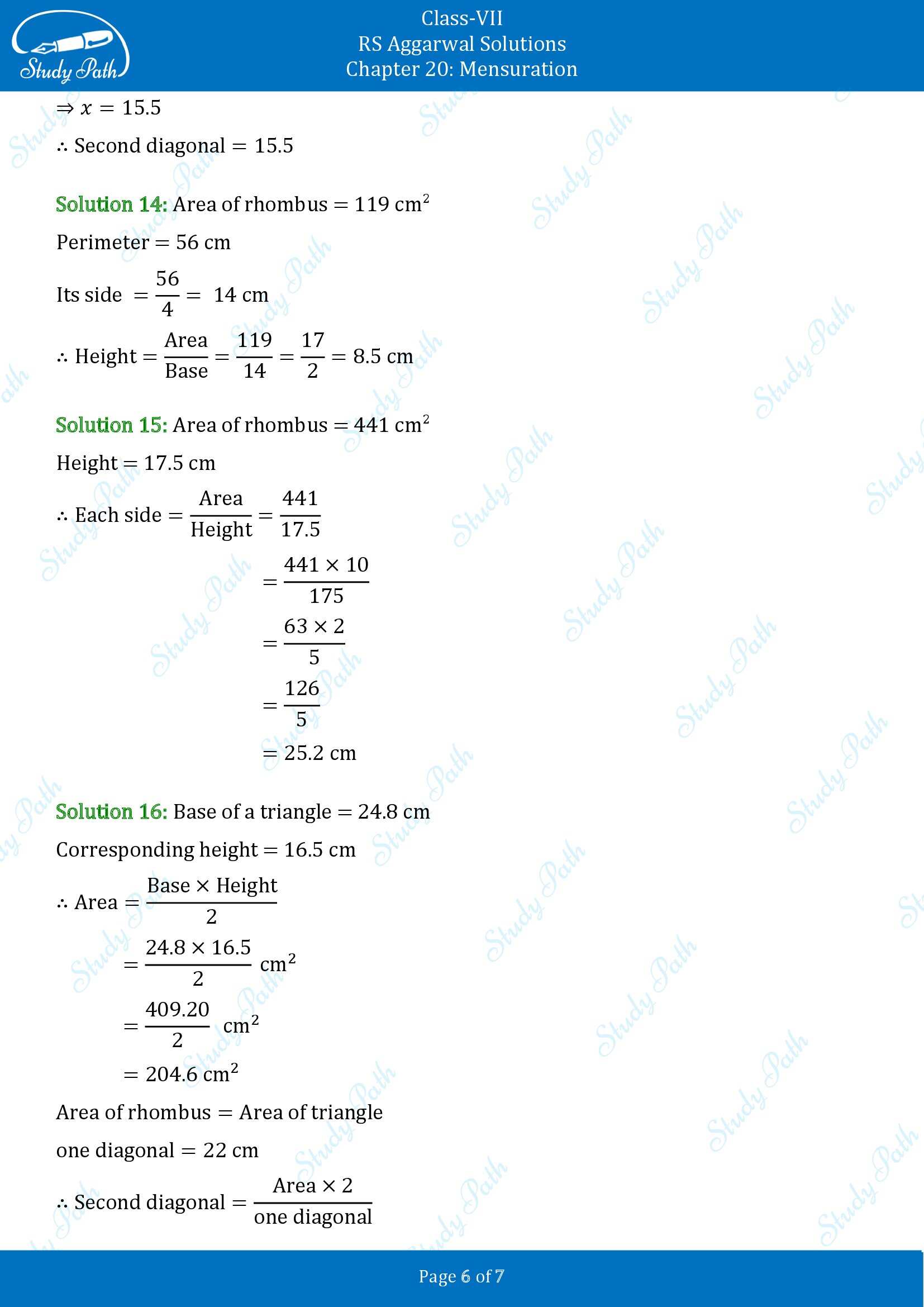 RS Aggarwal Solutions Class 7 Chapter 20 Mensuration Exercise 20C 00006