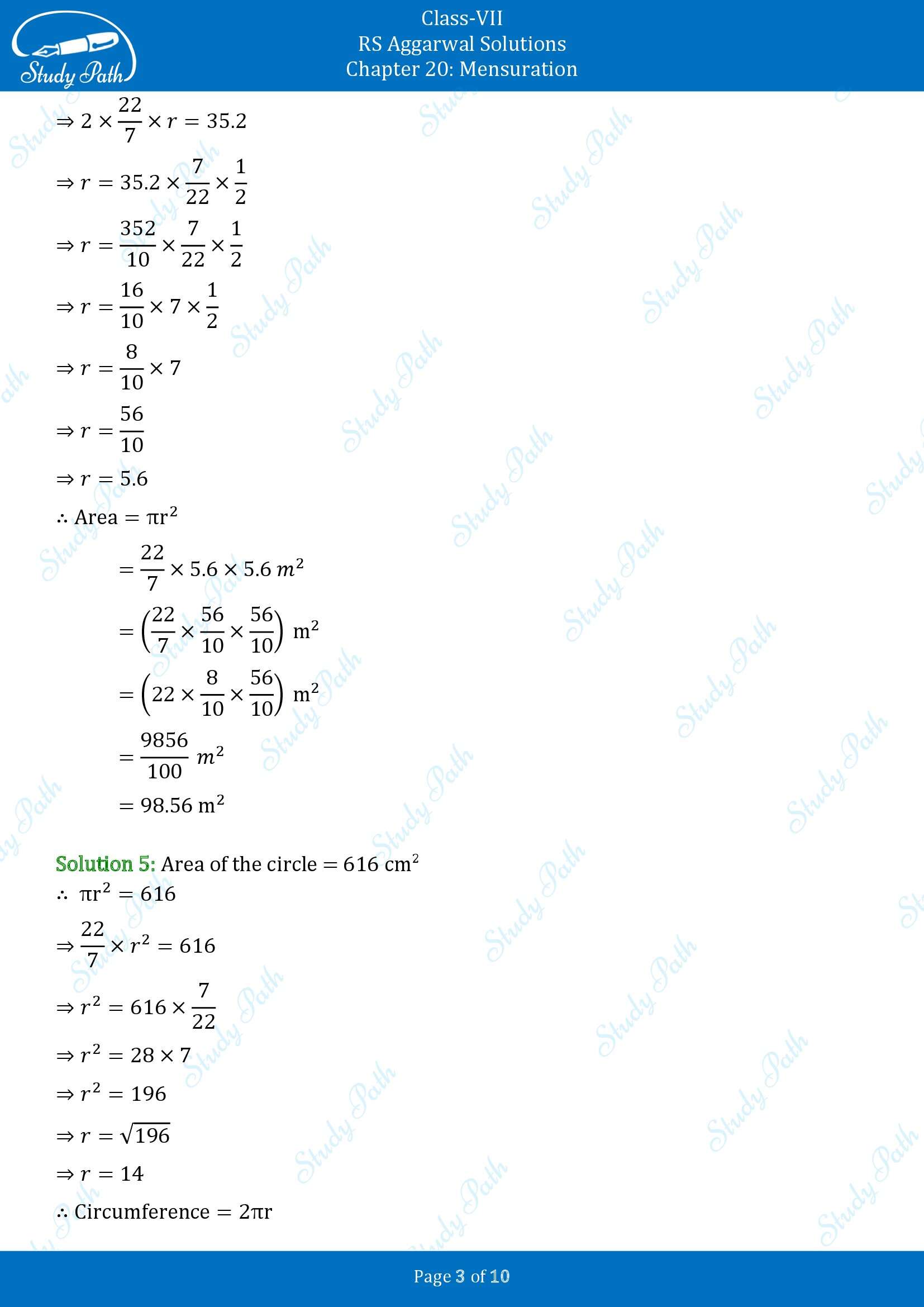 RS Aggarwal Solutions Class 7 Chapter 20 Mensuration Exercise 20F 00003