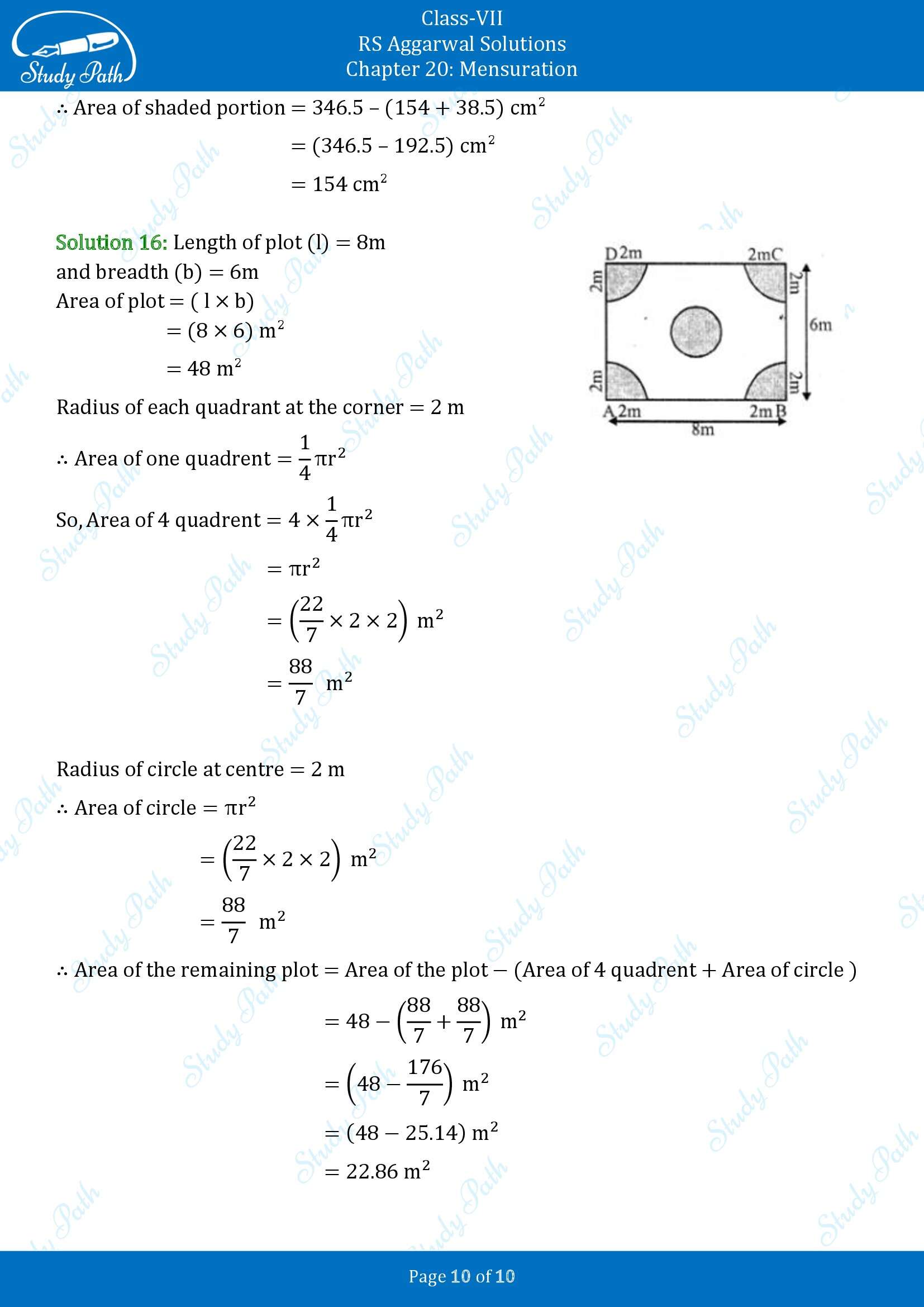 RS Aggarwal Solutions Class 7 Chapter 20 Mensuration Exercise 20F 00010