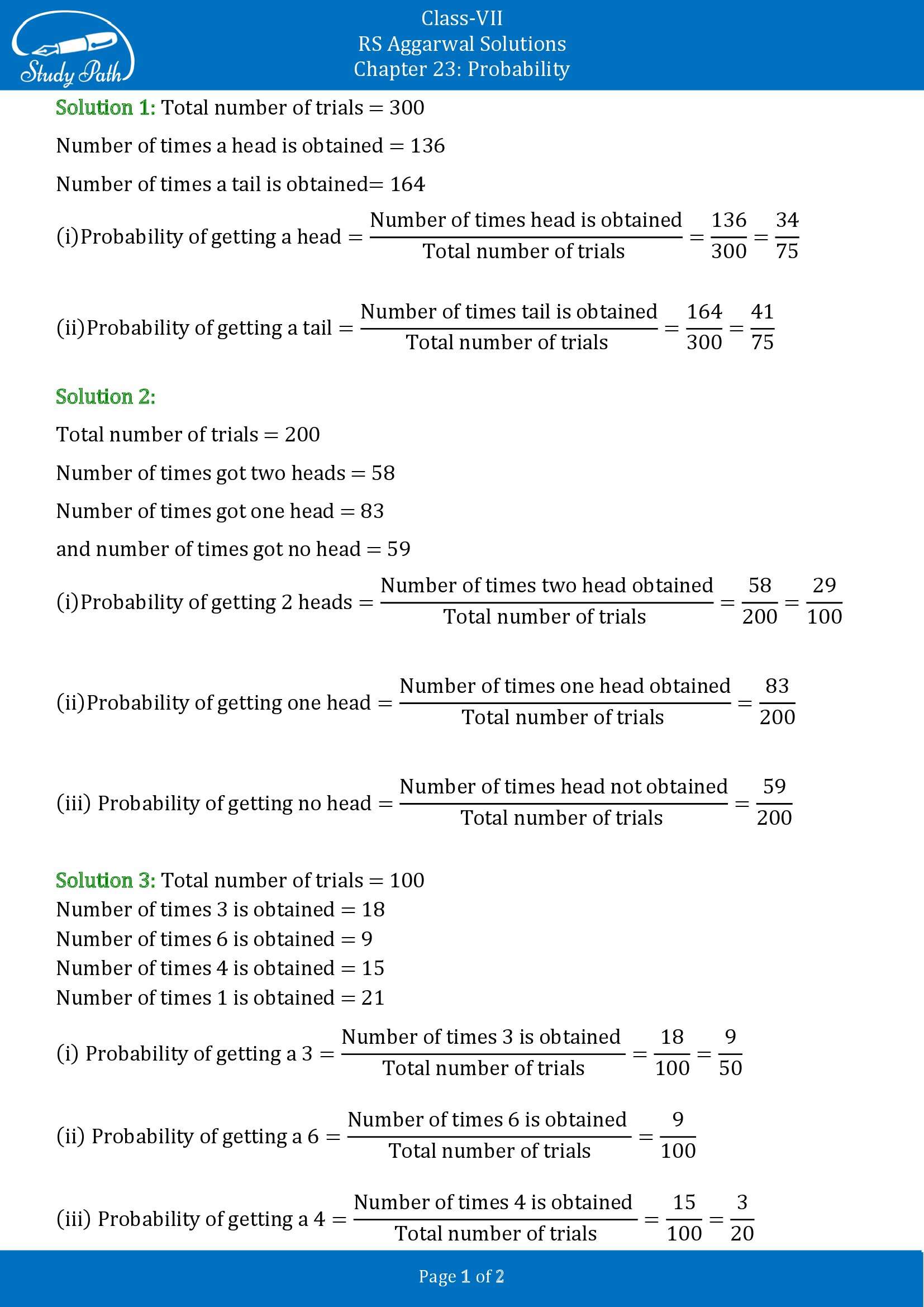RS Aggarwal Solutions Class 7 Chapter 23 Probability 00001
