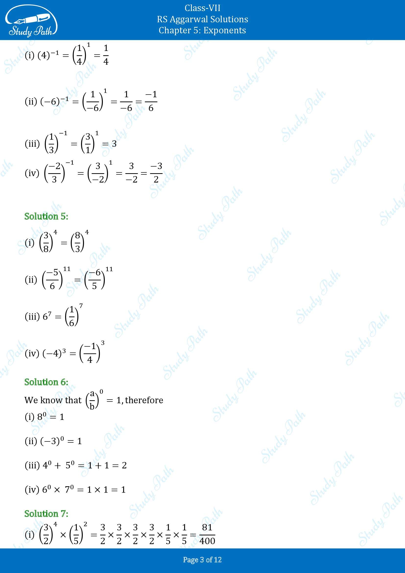 RS Aggarwal Solutions Class 7 Chapter 5 Exponents Exercise 5A 00003