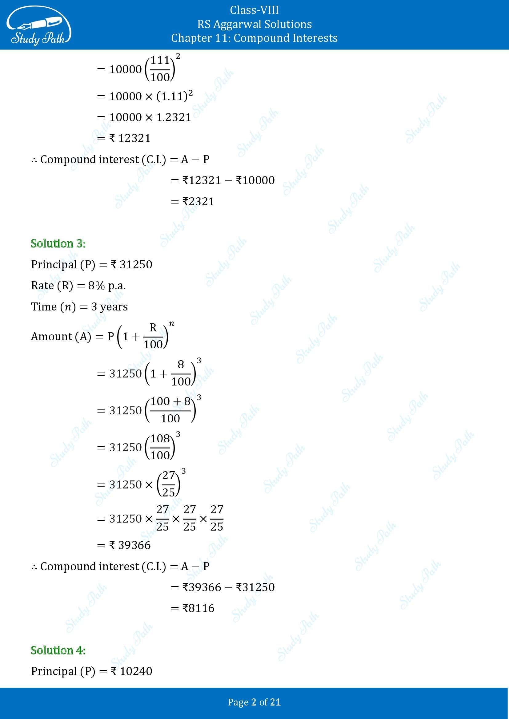 RS Aggarwal Solutions Class 8 Chapter 11 Compound Interests Exercise 11B 00002