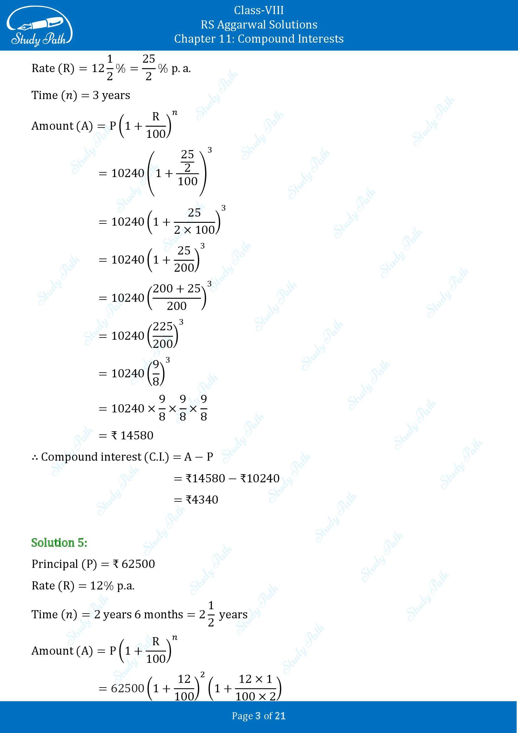 RS Aggarwal Solutions Class 8 Chapter 11 Compound Interests Exercise 11B 00003