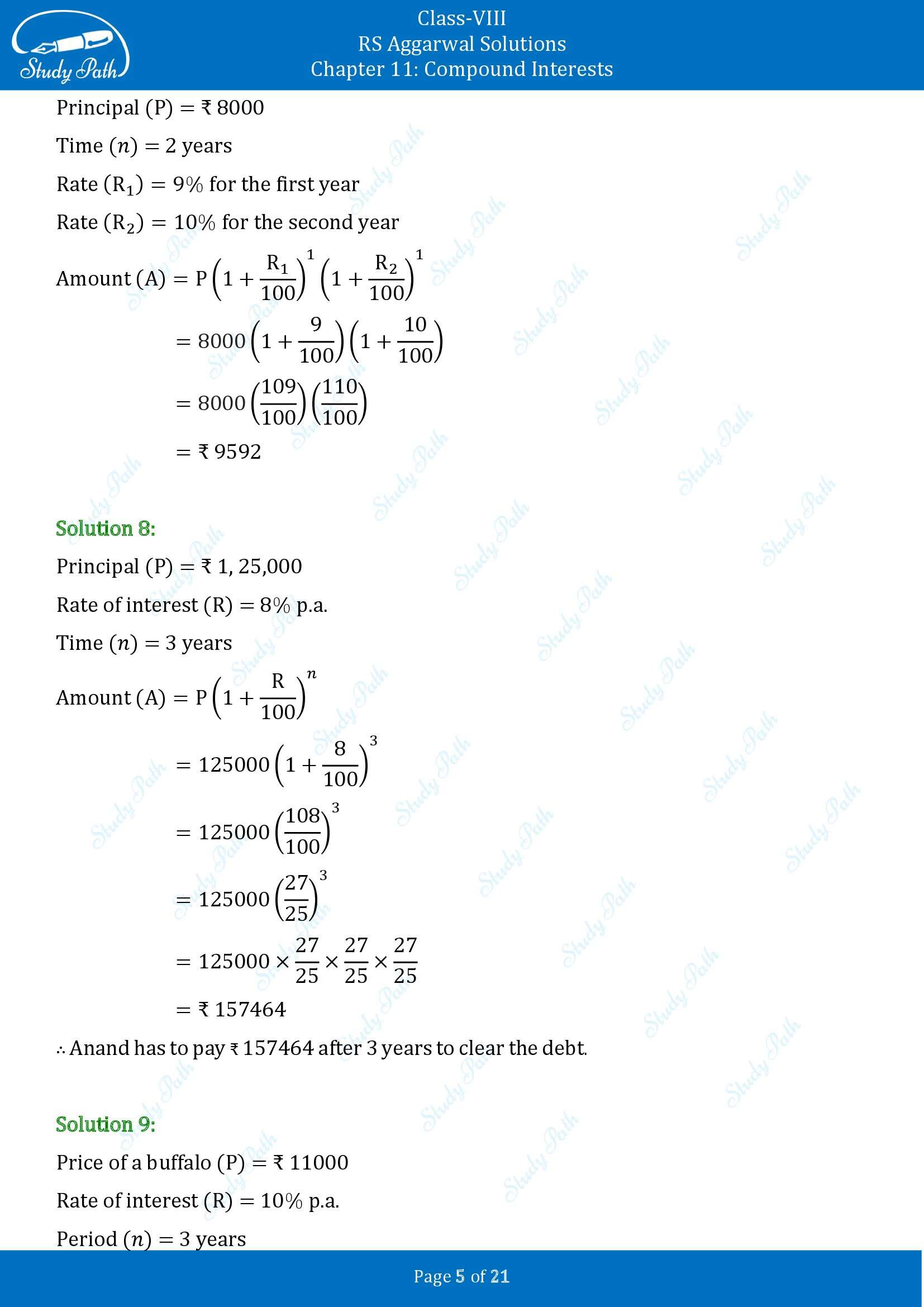 RS Aggarwal Solutions Class 8 Chapter 11 Compound Interests Exercise 11B 00005