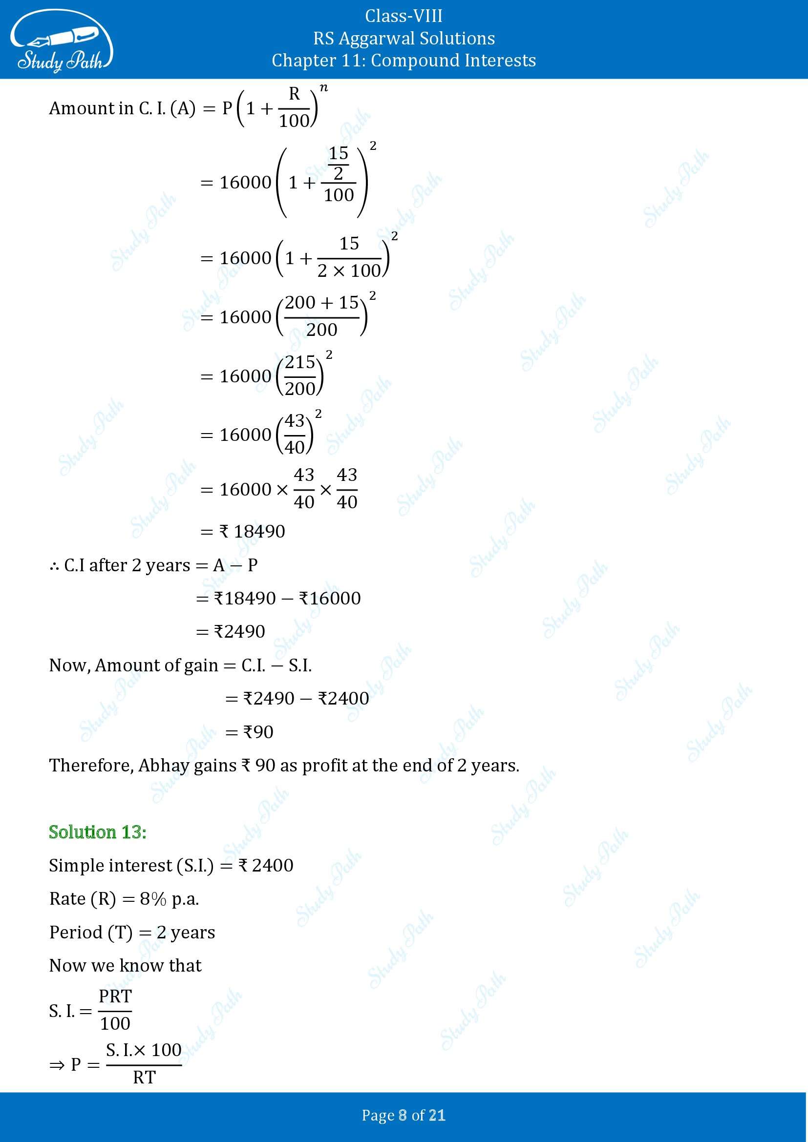 RS Aggarwal Solutions Class 8 Chapter 11 Compound Interests Exercise 11B 00008
