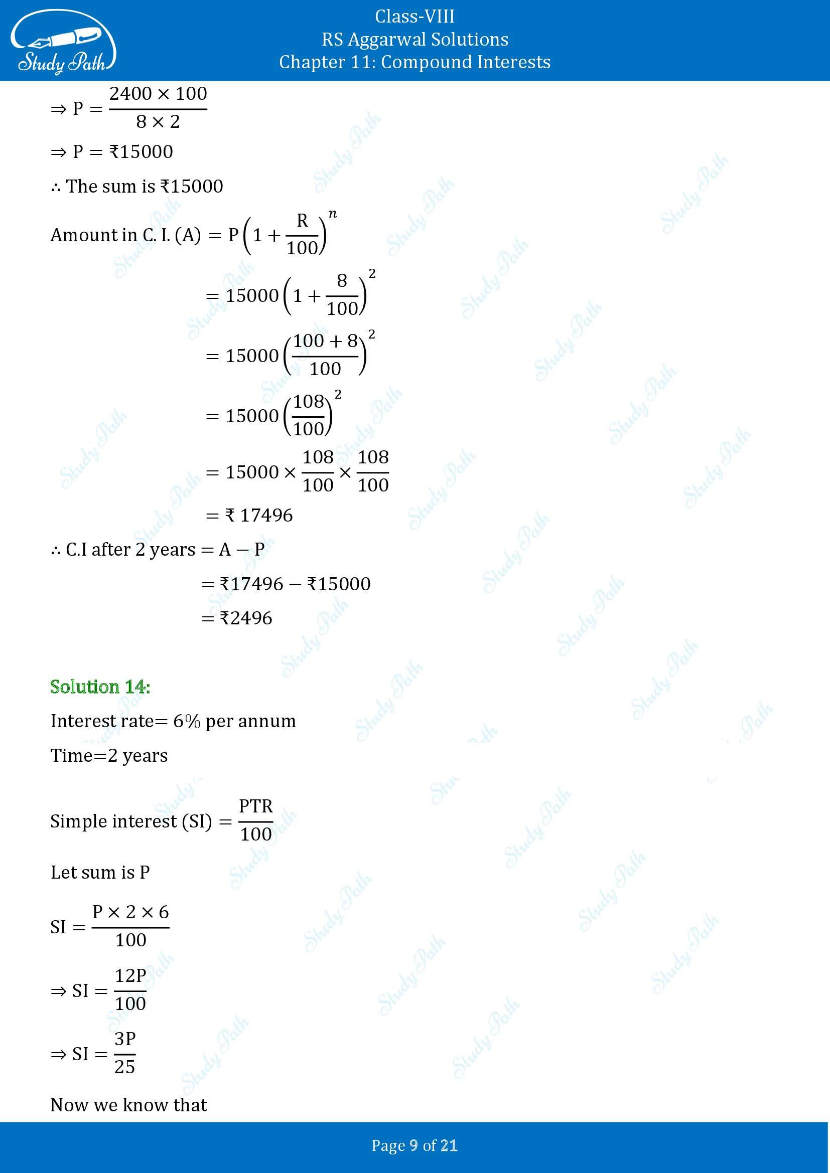 RS Aggarwal Solutions Class 8 Chapter 11 Compound Interests Exercise 11B 00009