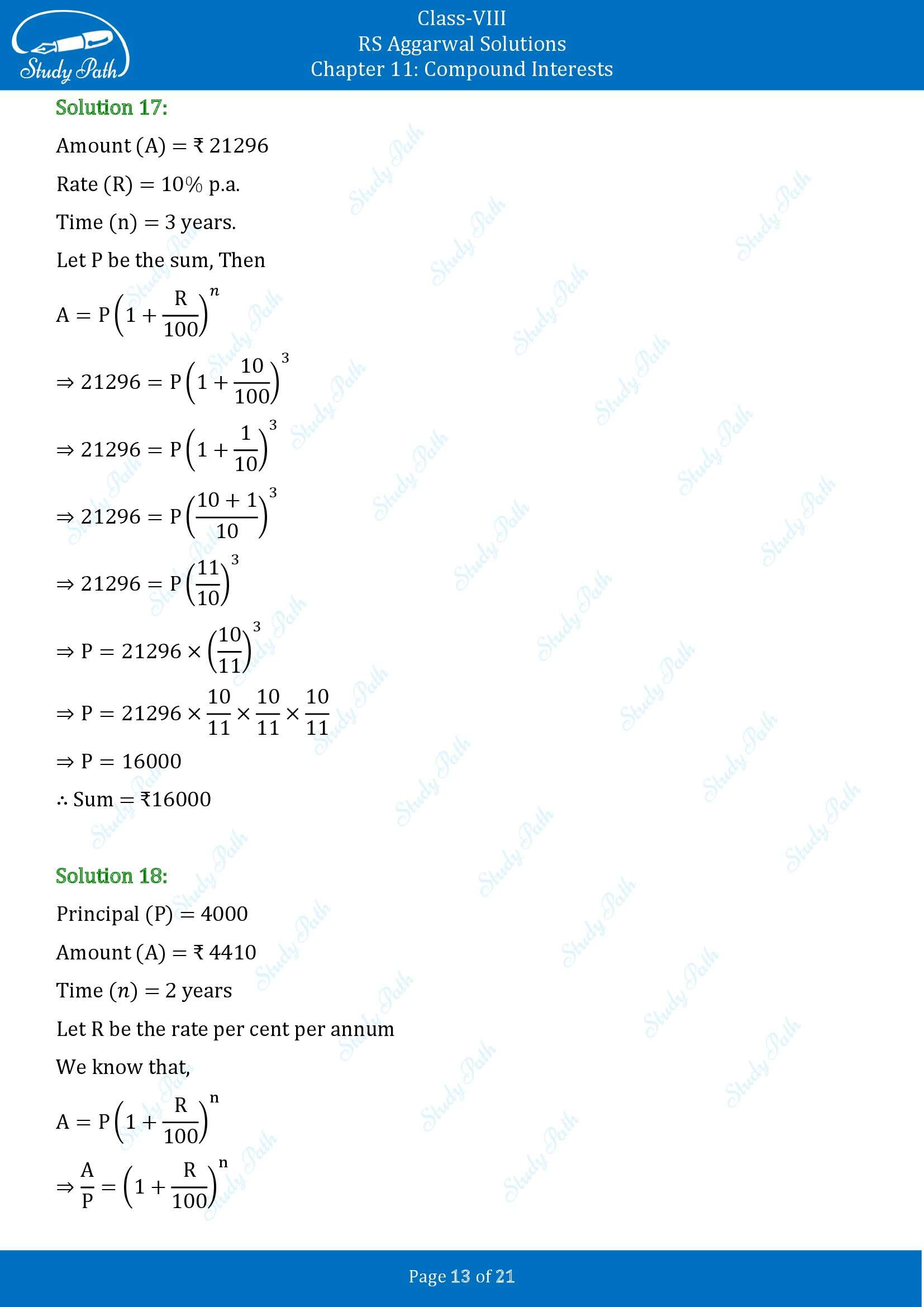 RS Aggarwal Solutions Class 8 Chapter 11 Compound Interests Exercise 11B 00013