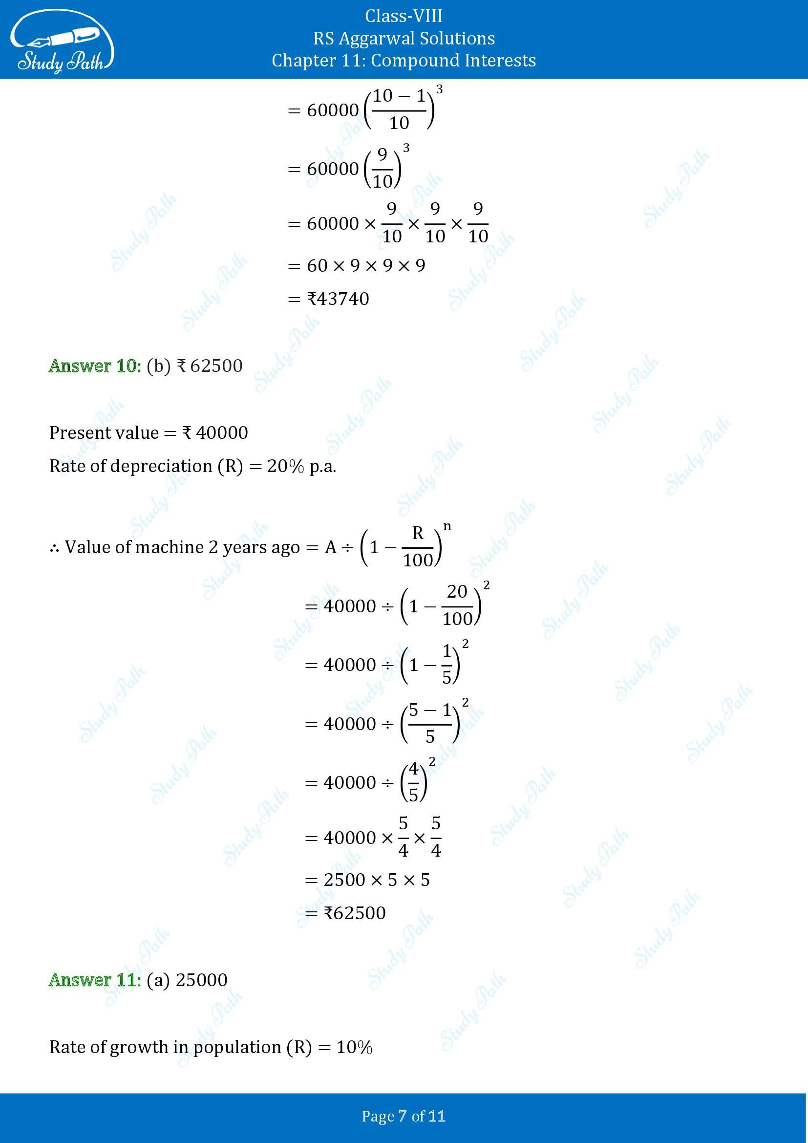 RS Aggarwal Solutions Class 8 Chapter 11 Compound Interests Exercise 11D MCQs 00007