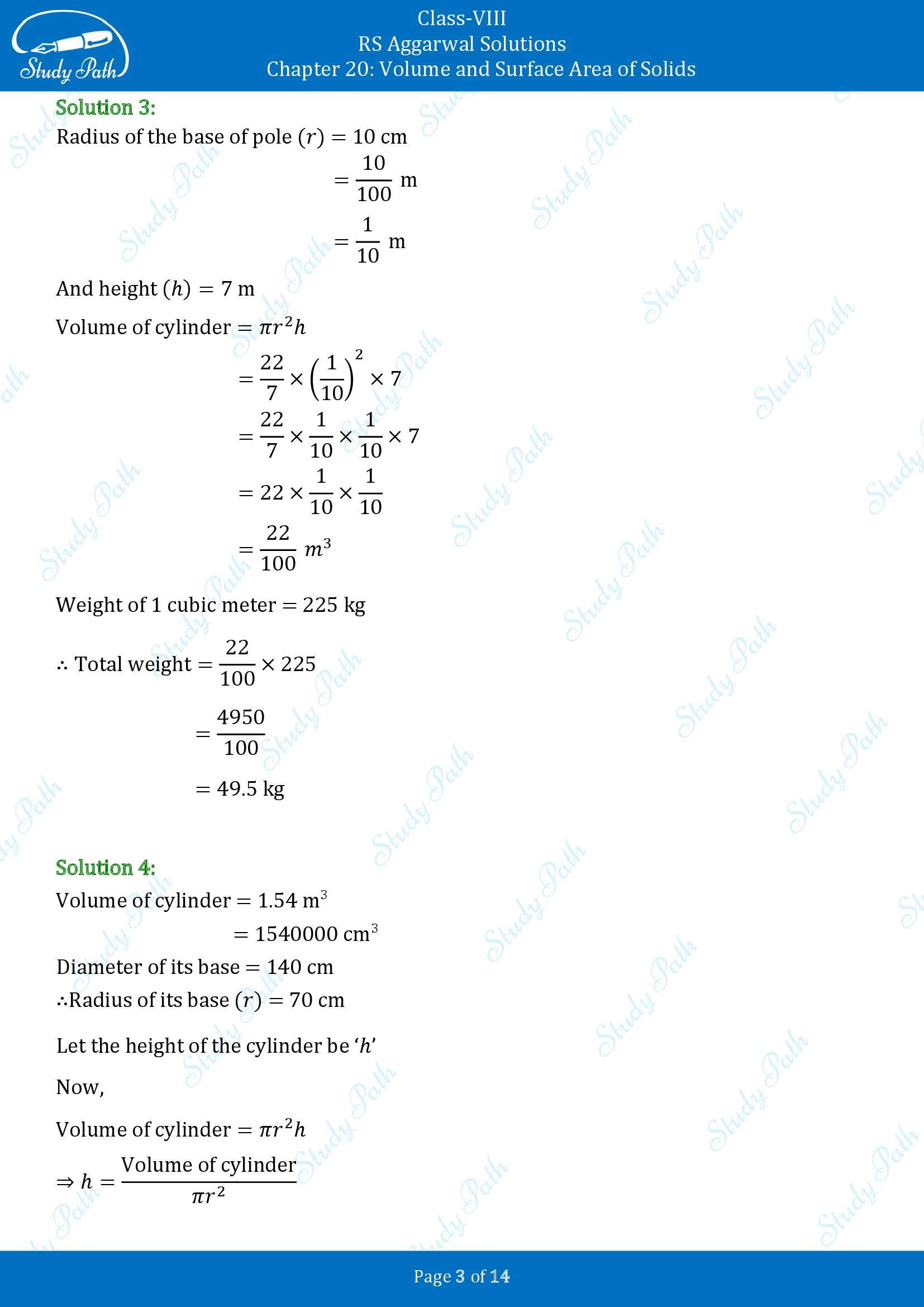 RS Aggarwal Solutions Class 8 Chapter 20 Volume and Surface Area of Solids Exercise 20B 00003