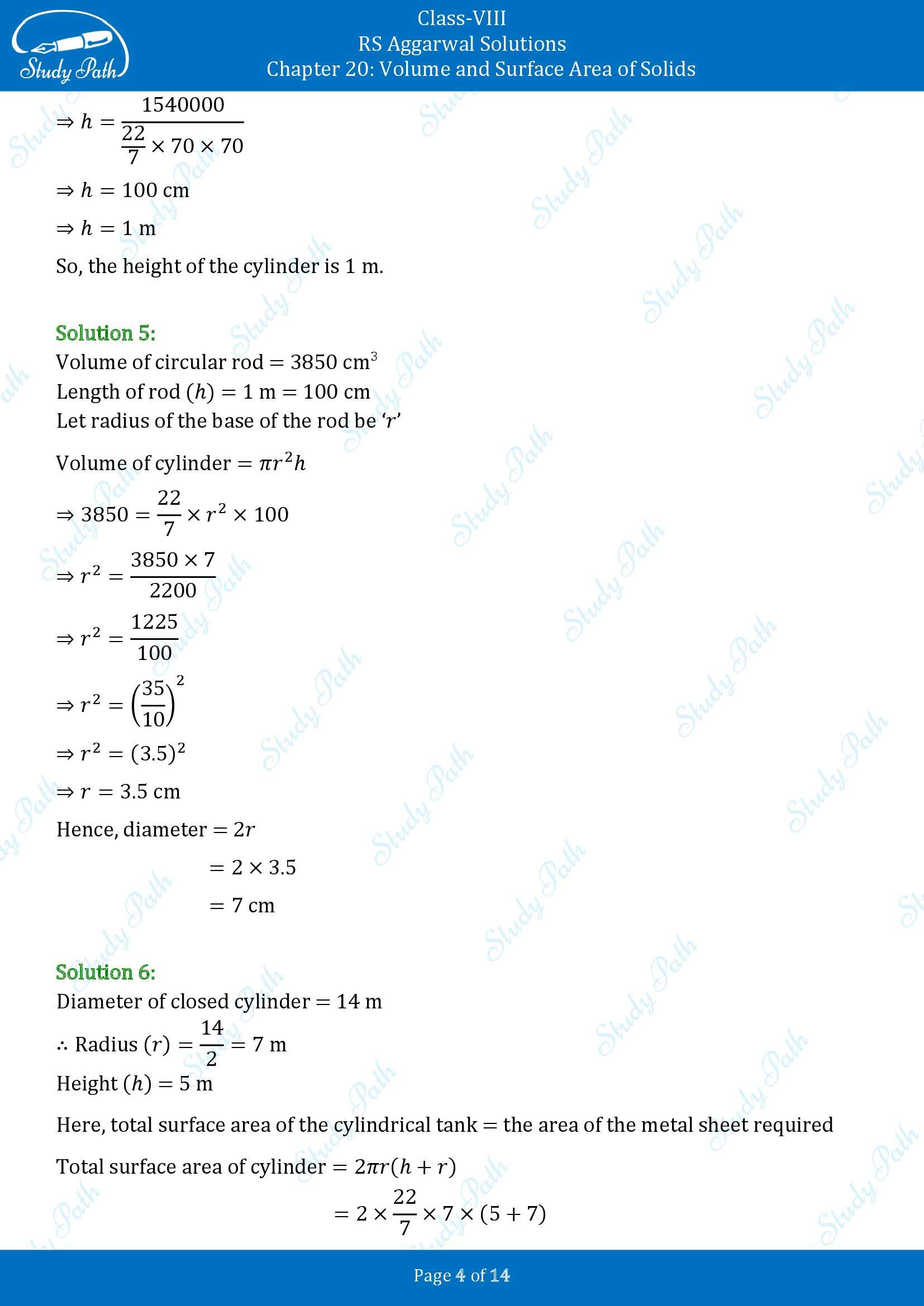 RS Aggarwal Solutions Class 8 Chapter 20 Volume and Surface Area of Solids Exercise 20B 00004