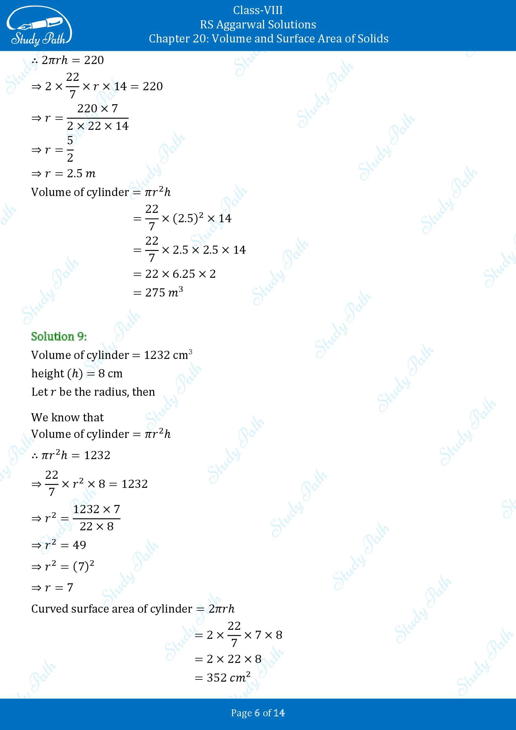 RS Aggarwal Solutions Class 8 Chapter 20 Volume and Surface Area of Solids Exercise 20B 00006