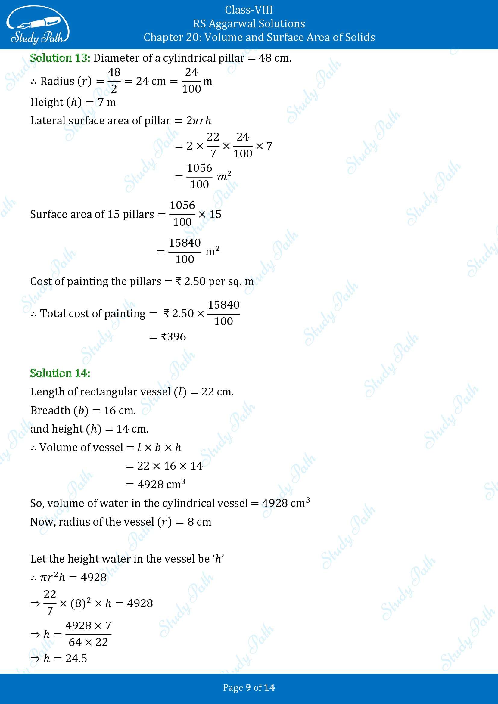 RS Aggarwal Solutions Class 8 Chapter 20 Volume and Surface Area of Solids Exercise 20B 00009