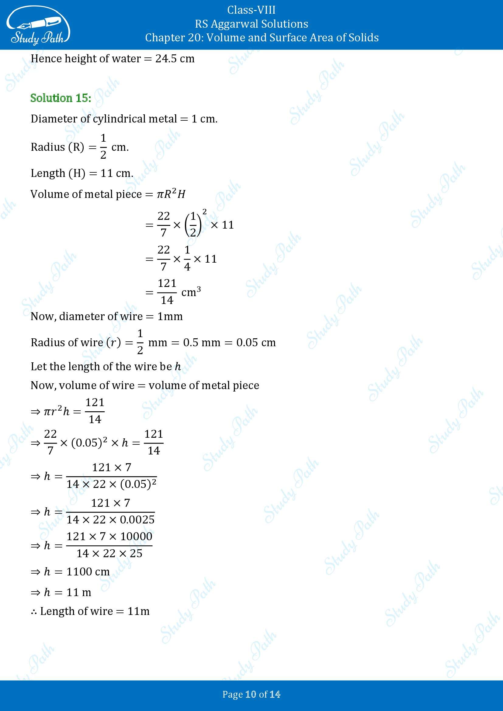 RS Aggarwal Solutions Class 8 Chapter 20 Volume and Surface Area of Solids Exercise 20B 00010