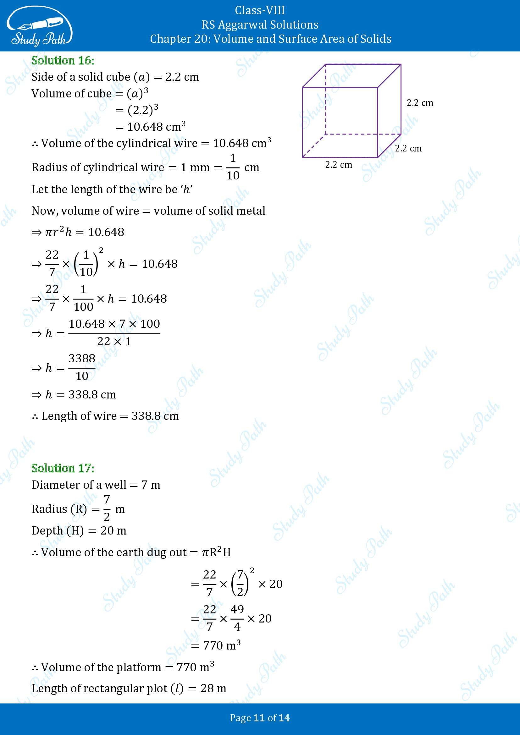 RS Aggarwal Solutions Class 8 Chapter 20 Volume and Surface Area of Solids Exercise 20B 00011