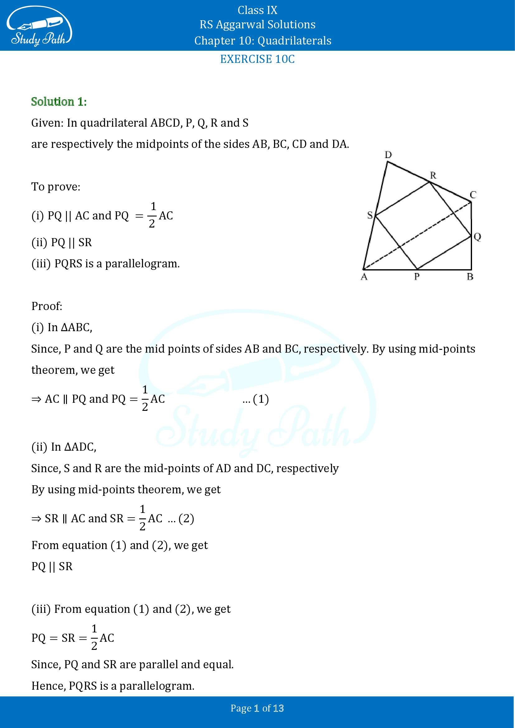 RS Aggarwal Solutions Class 9 Chapter 10 Quadrilaterals Exercise 10C 00001