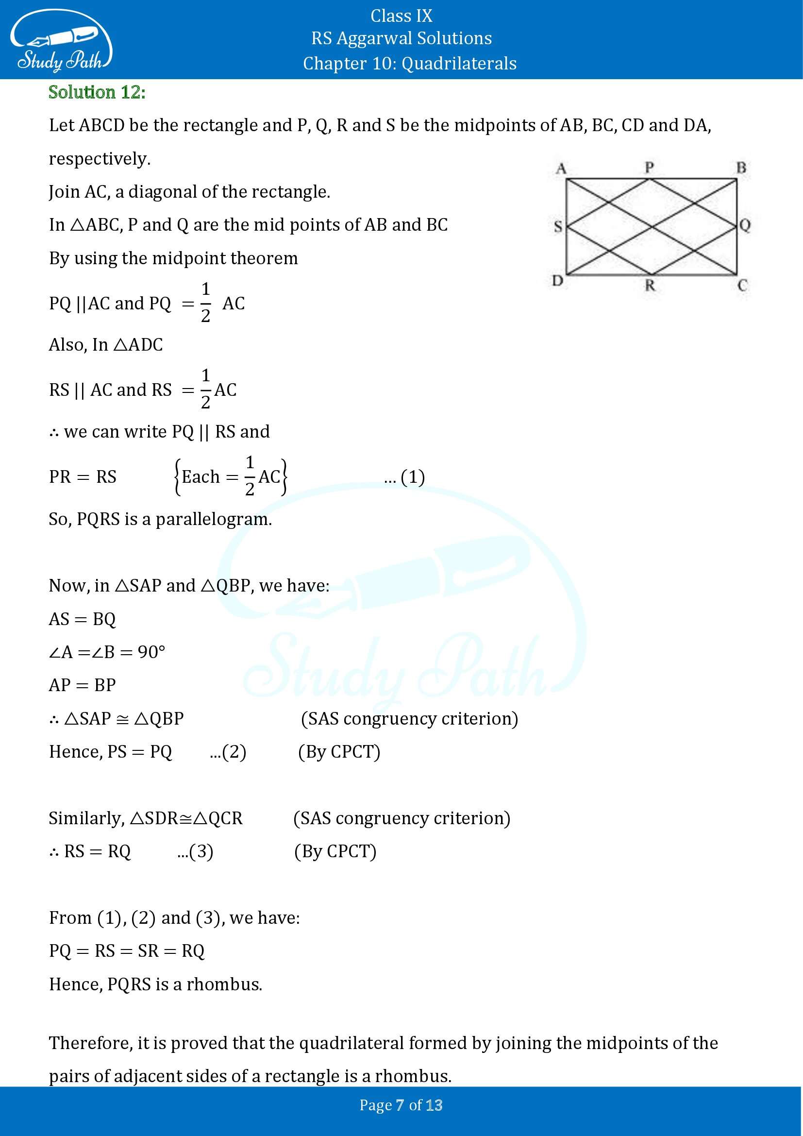 RS Aggarwal Solutions Class 9 Chapter 10 Quadrilaterals Exercise 10C 00007