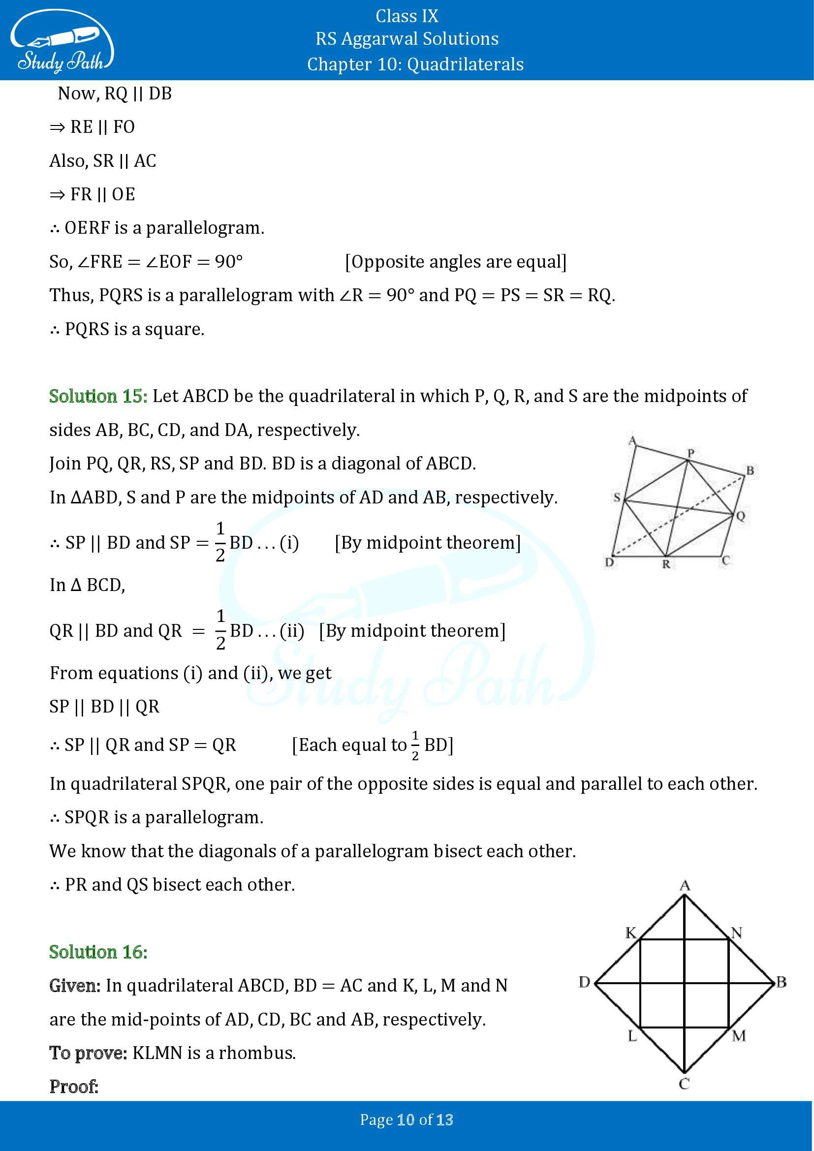 RS Aggarwal Solutions Class 9 Chapter 10 Quadrilaterals Exercise 10C 00010