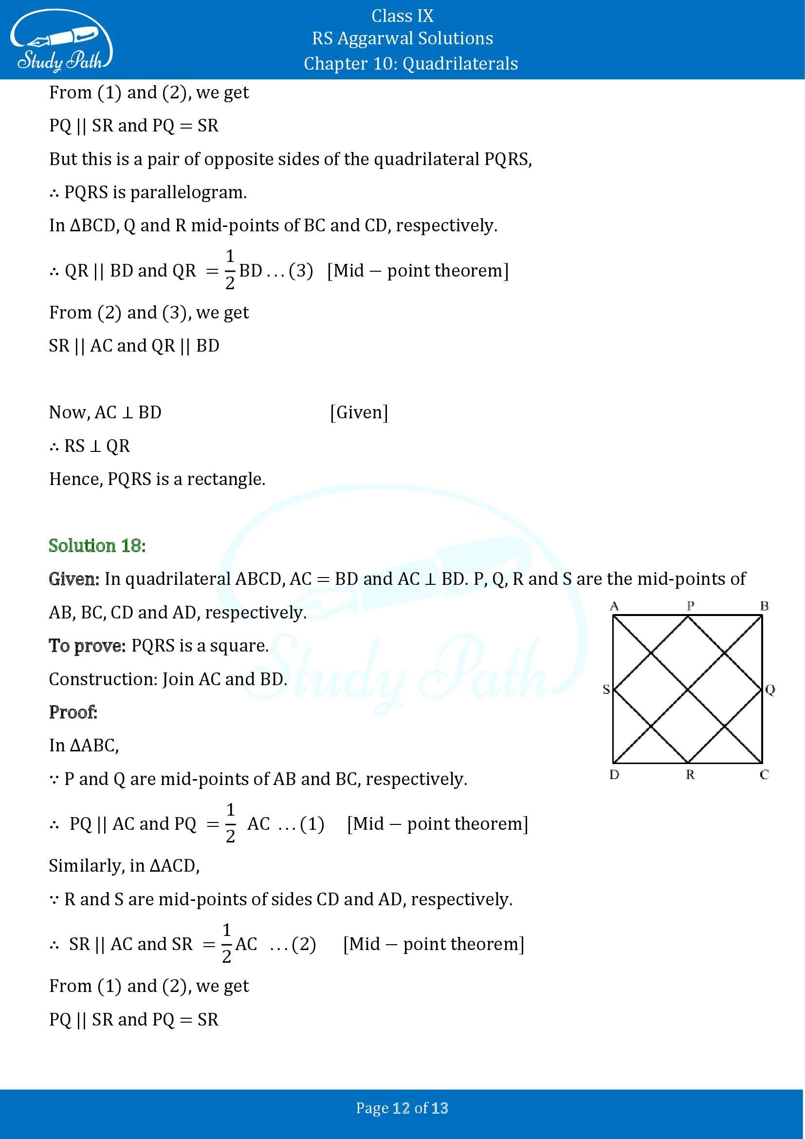 RS Aggarwal Solutions Class 9 Chapter 10 Quadrilaterals Exercise 10C 00012