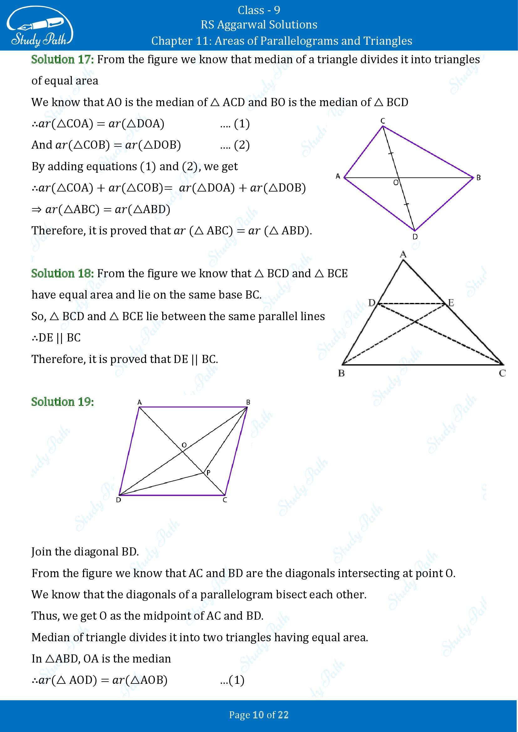 RS Aggarwal Solutions Class 9 Chapter 11 Areas of Parallelograms and Triangles Exercise 11 00010