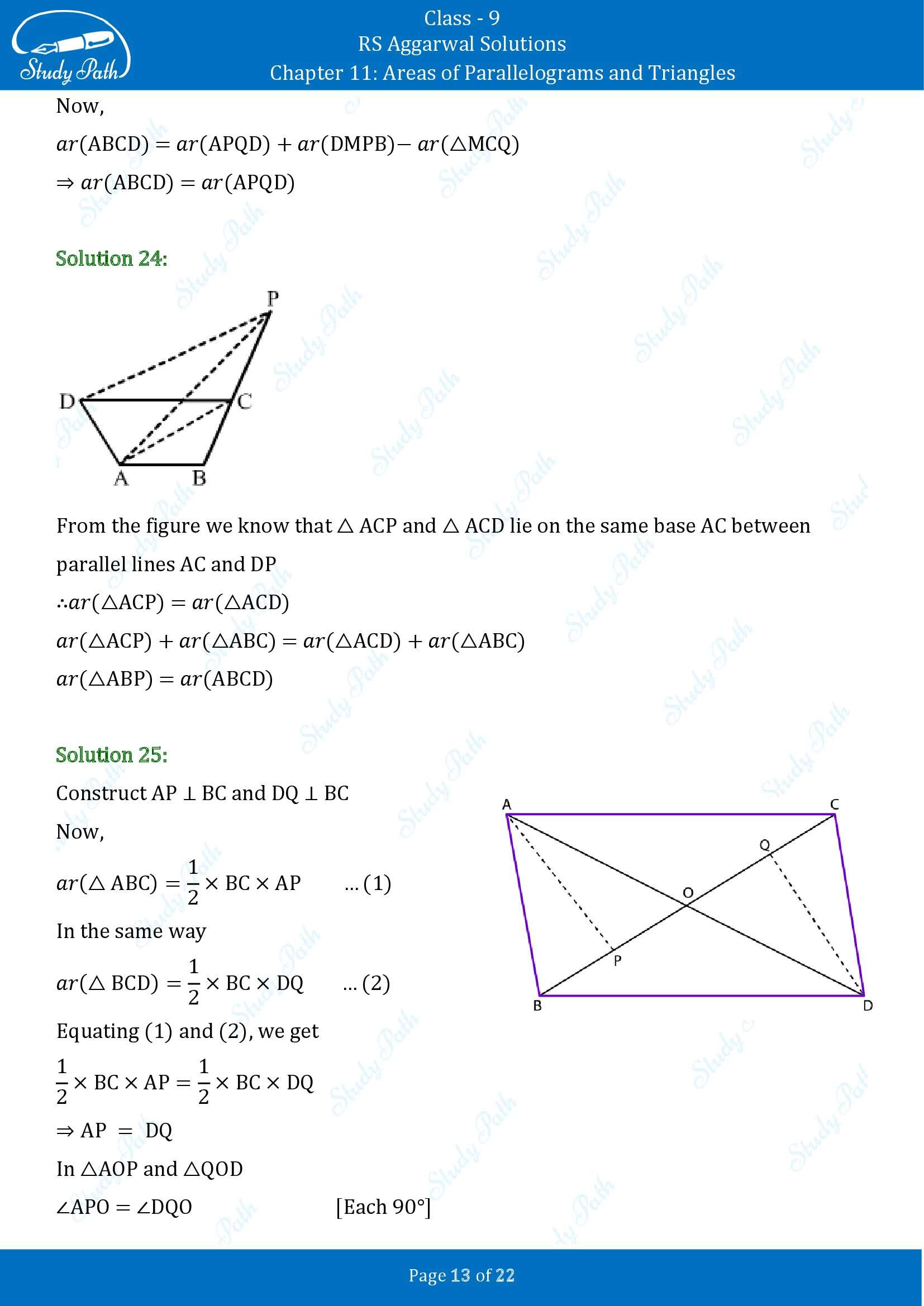 RS Aggarwal Solutions Class 9 Chapter 11 Areas of Parallelograms and Triangles Exercise 11 00013