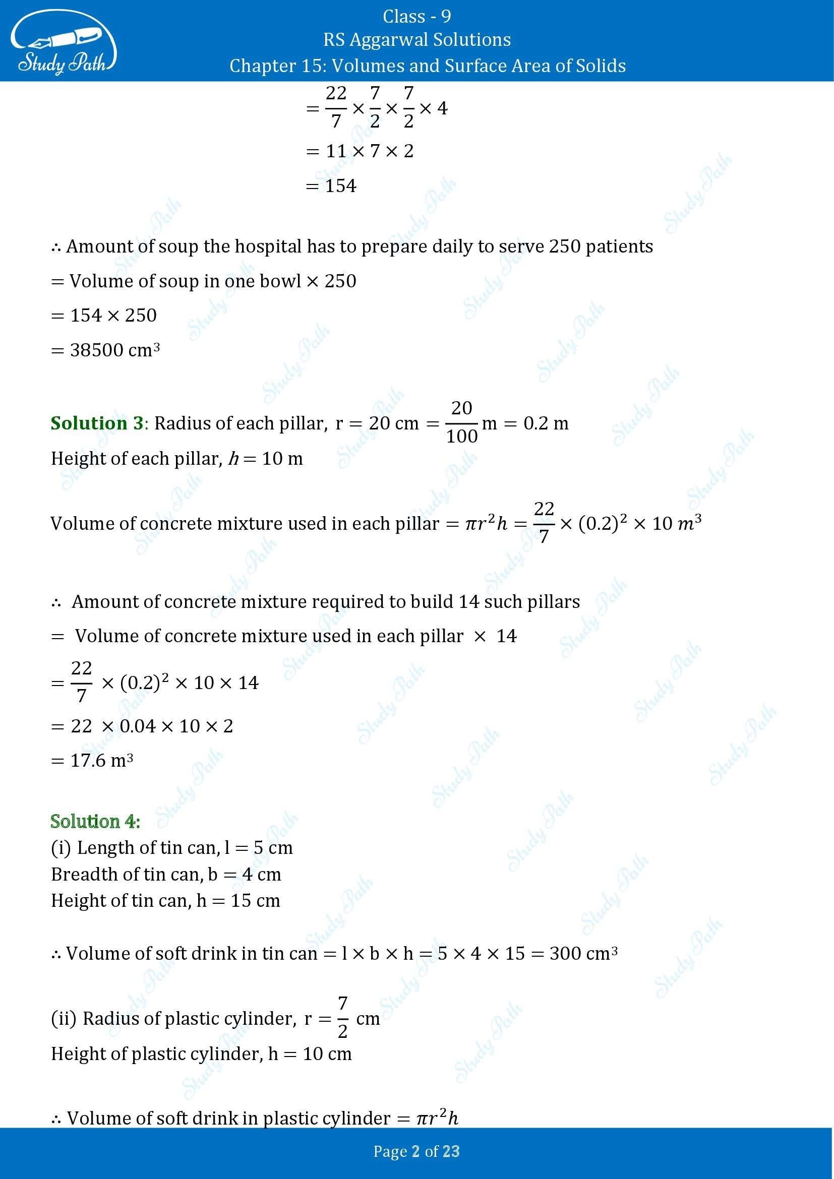 RS Aggarwal Solutions Class 9 Chapter 15 Volumes and Surface Area of Solids Exercise 15B 00002