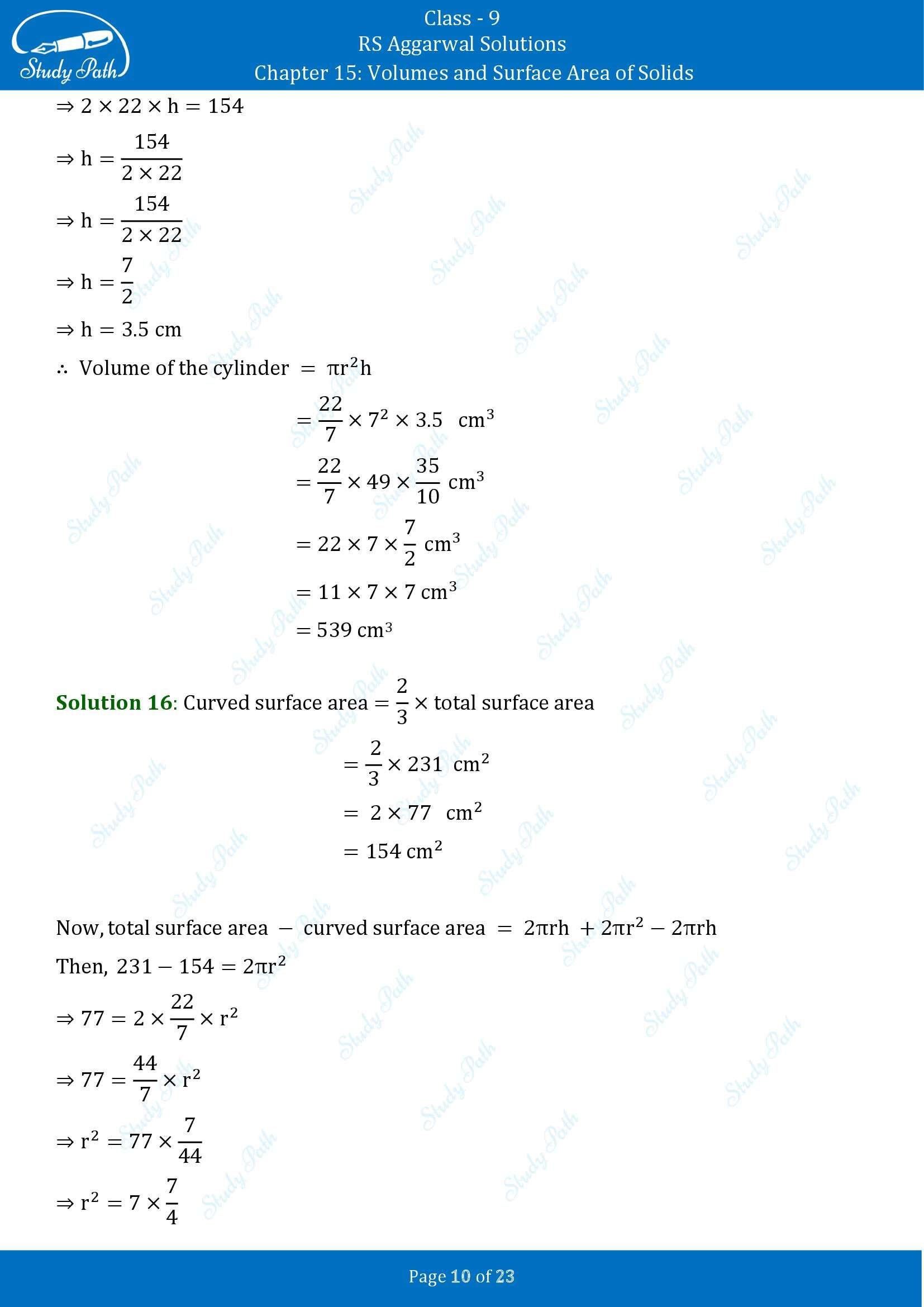 RS Aggarwal Solutions Class 9 Chapter 15 Volumes and Surface Area of Solids Exercise 15B 00010