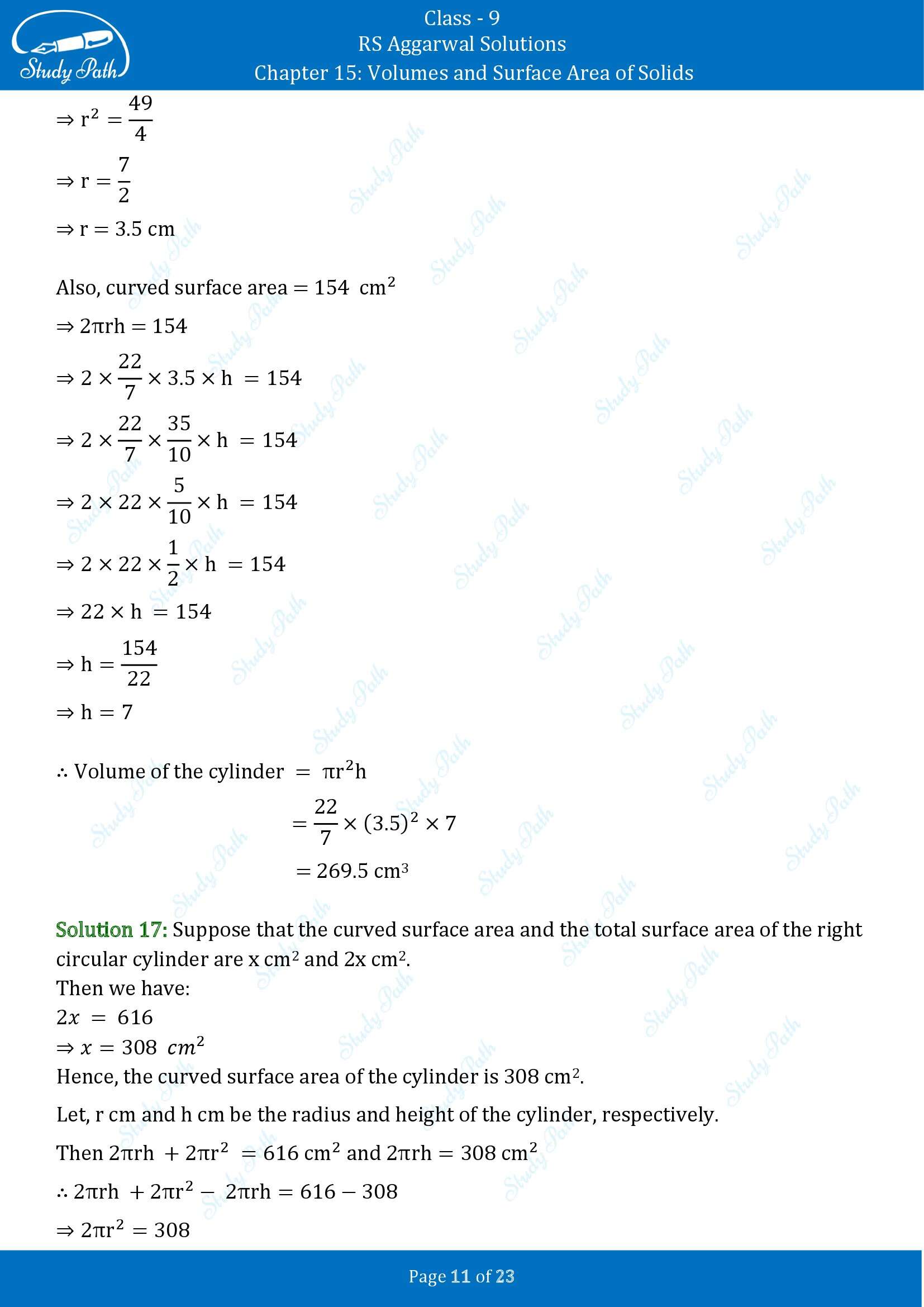 RS Aggarwal Solutions Class 9 Chapter 15 Volumes and Surface Area of Solids Exercise 15B 00011