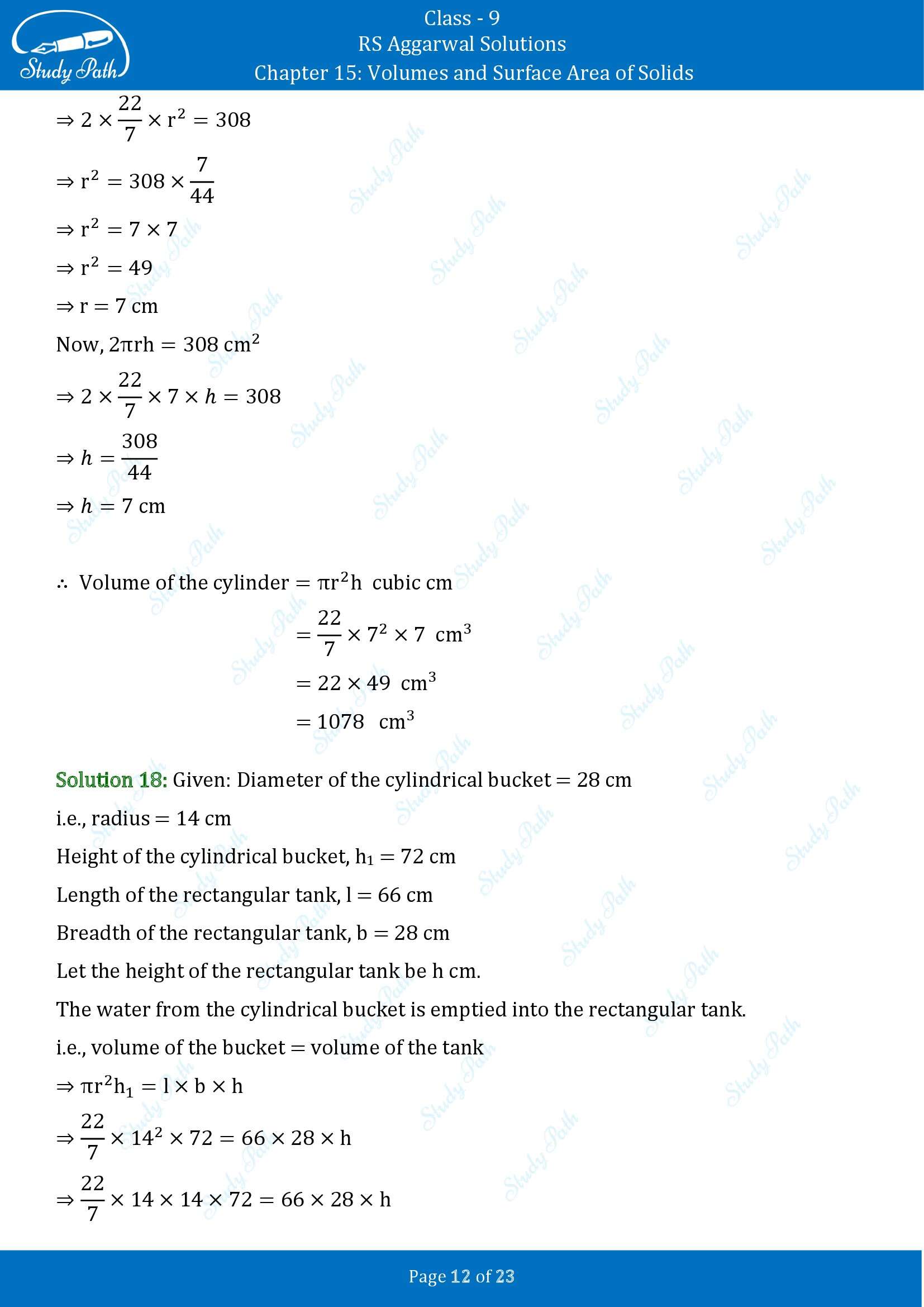 RS Aggarwal Solutions Class 9 Chapter 15 Volumes and Surface Area of Solids Exercise 15B 00012