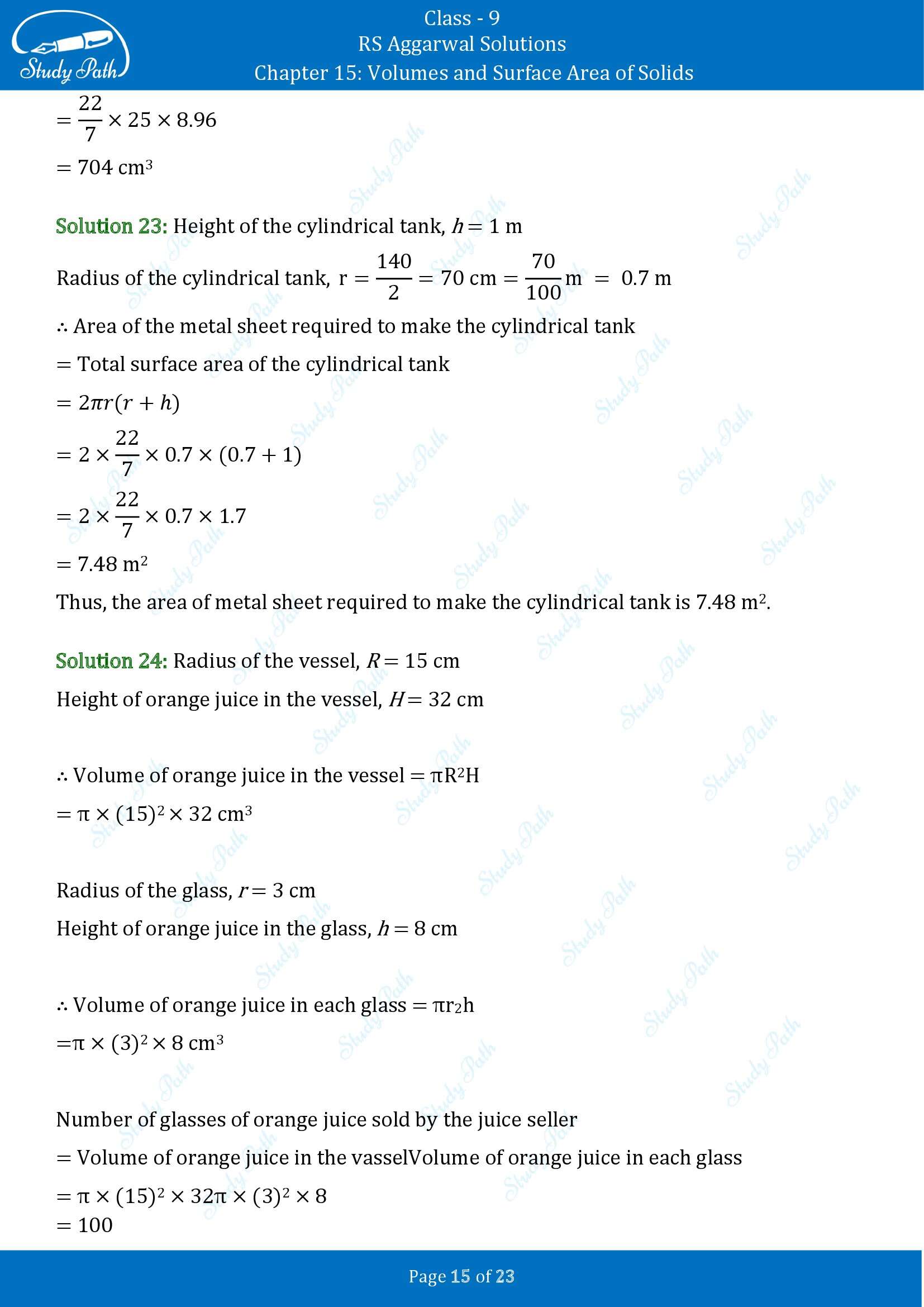 RS Aggarwal Solutions Class 9 Chapter 15 Volumes and Surface Area of Solids Exercise 15B 00015