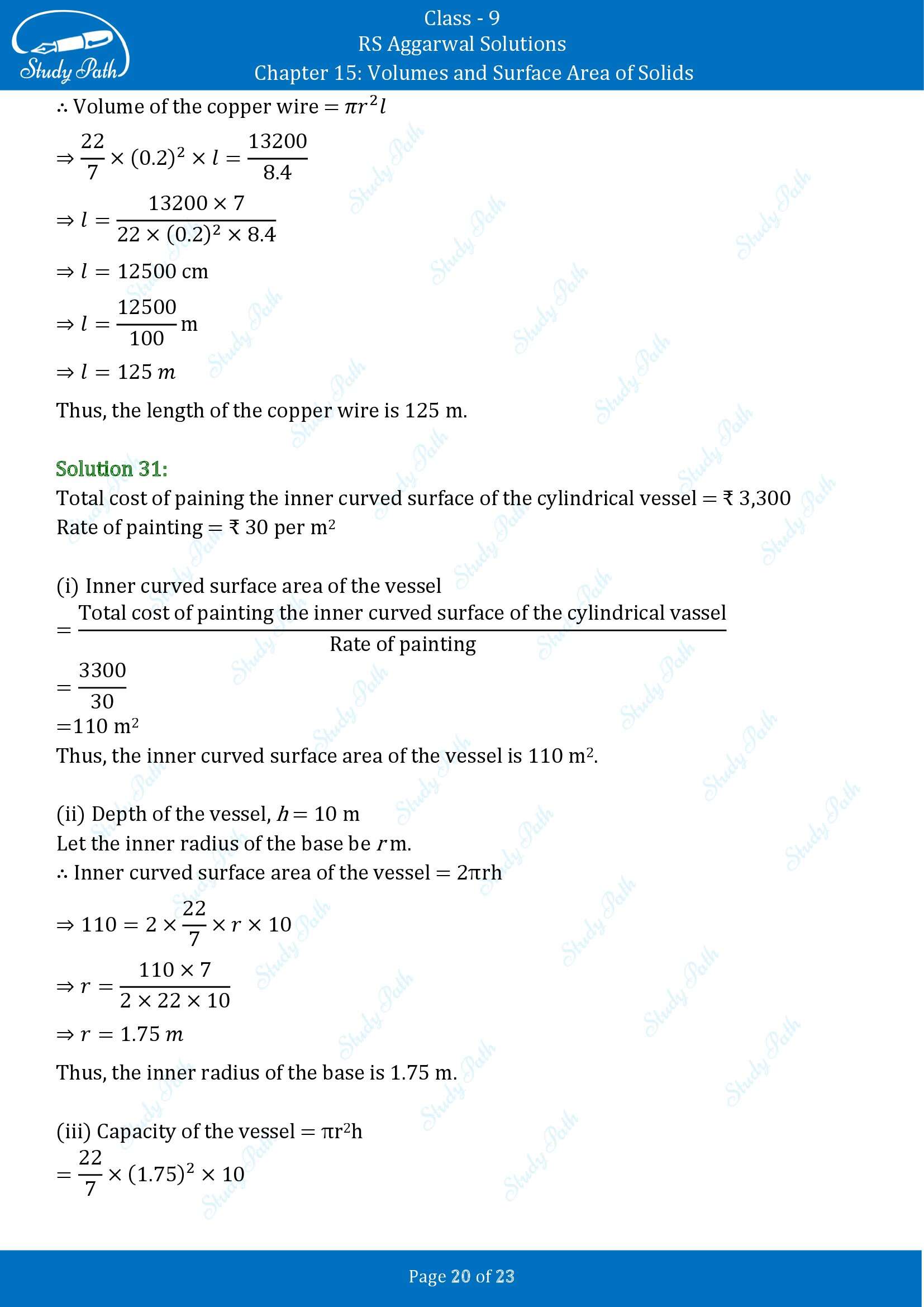RS Aggarwal Solutions Class 9 Chapter 15 Volumes and Surface Area of Solids Exercise 15B 00020
