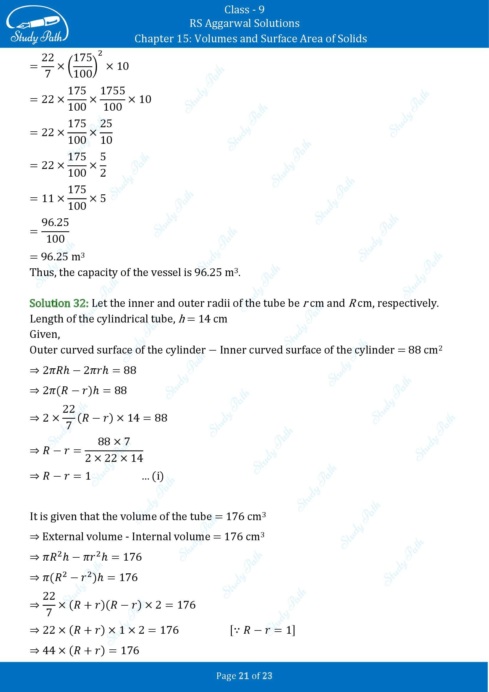 RS Aggarwal Solutions Class 9 Chapter 15 Volumes and Surface Area of Solids Exercise 15B 00021