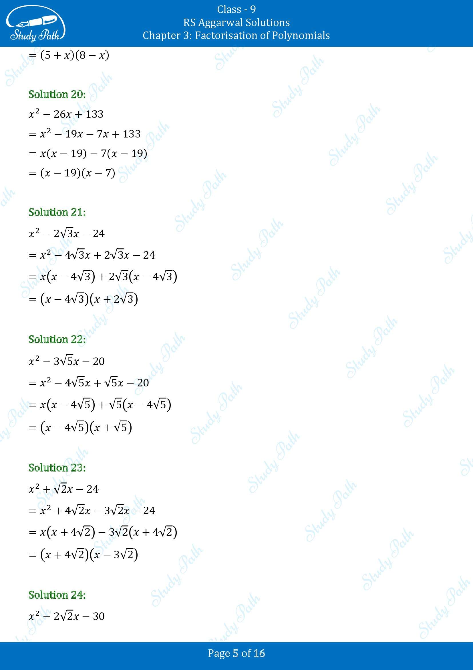 RS Aggarwal Solutions Class 9 Chapter 3 Factorisation of Polynomials Exercise 3C 00005
