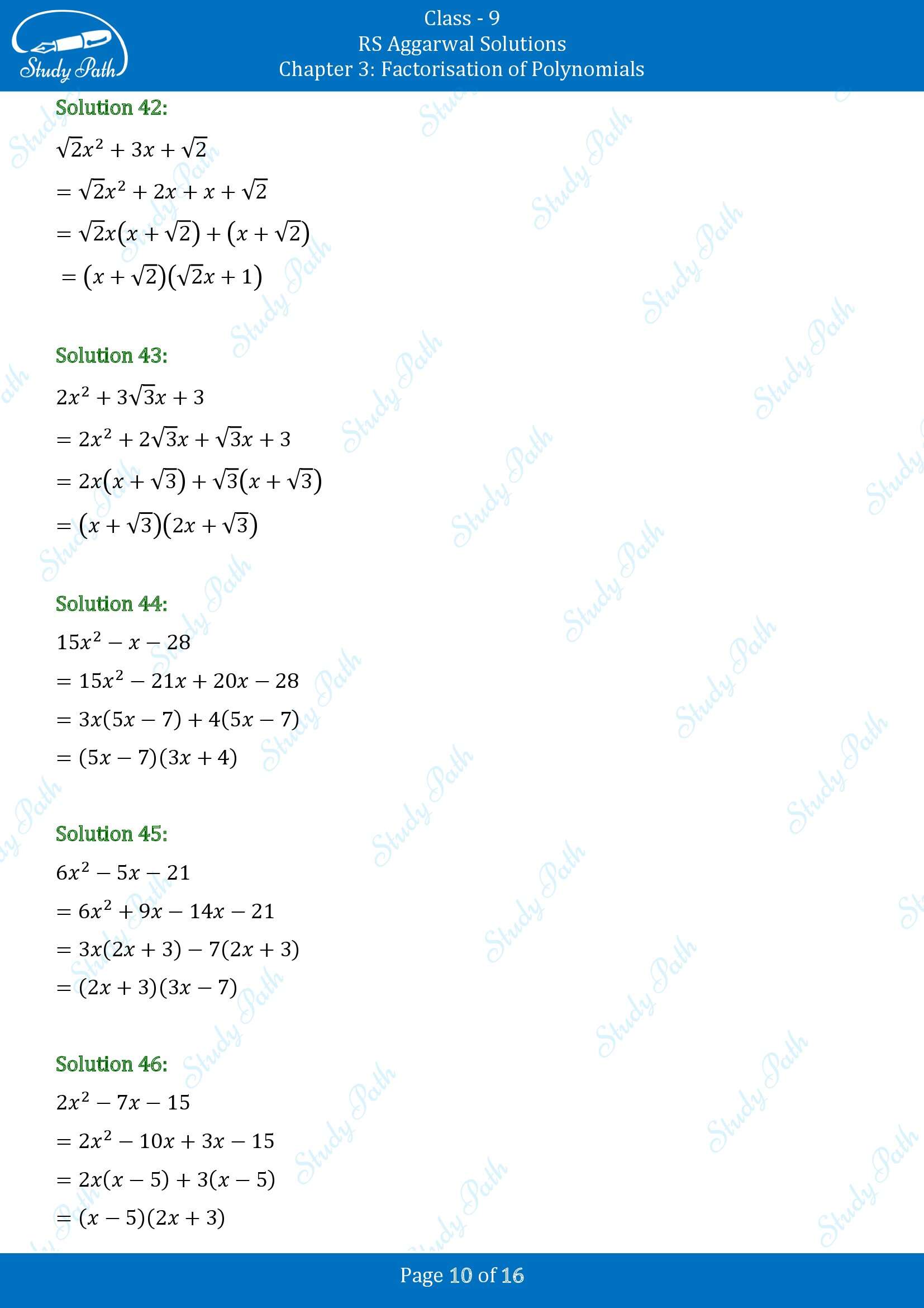 RS Aggarwal Solutions Class 9 Chapter 3 Factorisation of Polynomials Exercise 3C 00010