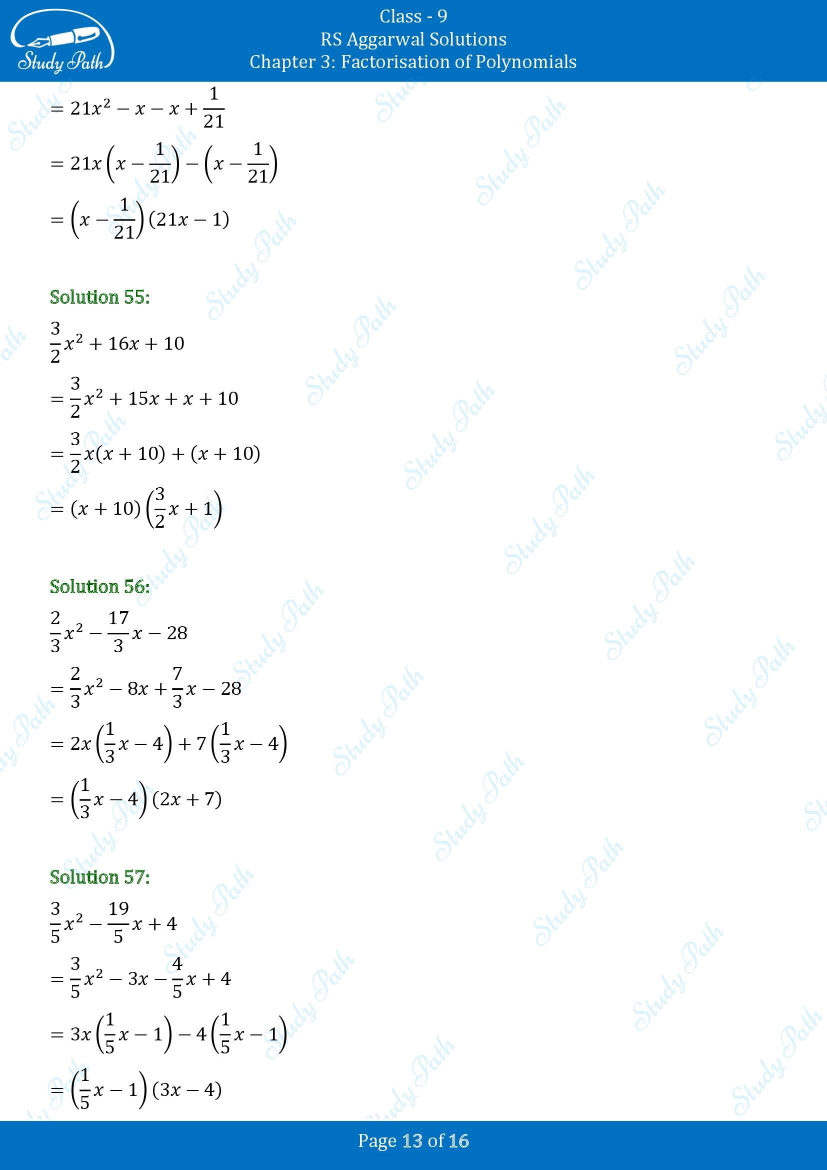 RS Aggarwal Solutions Class 9 Chapter 3 Factorisation of Polynomials Exercise 3C 00013