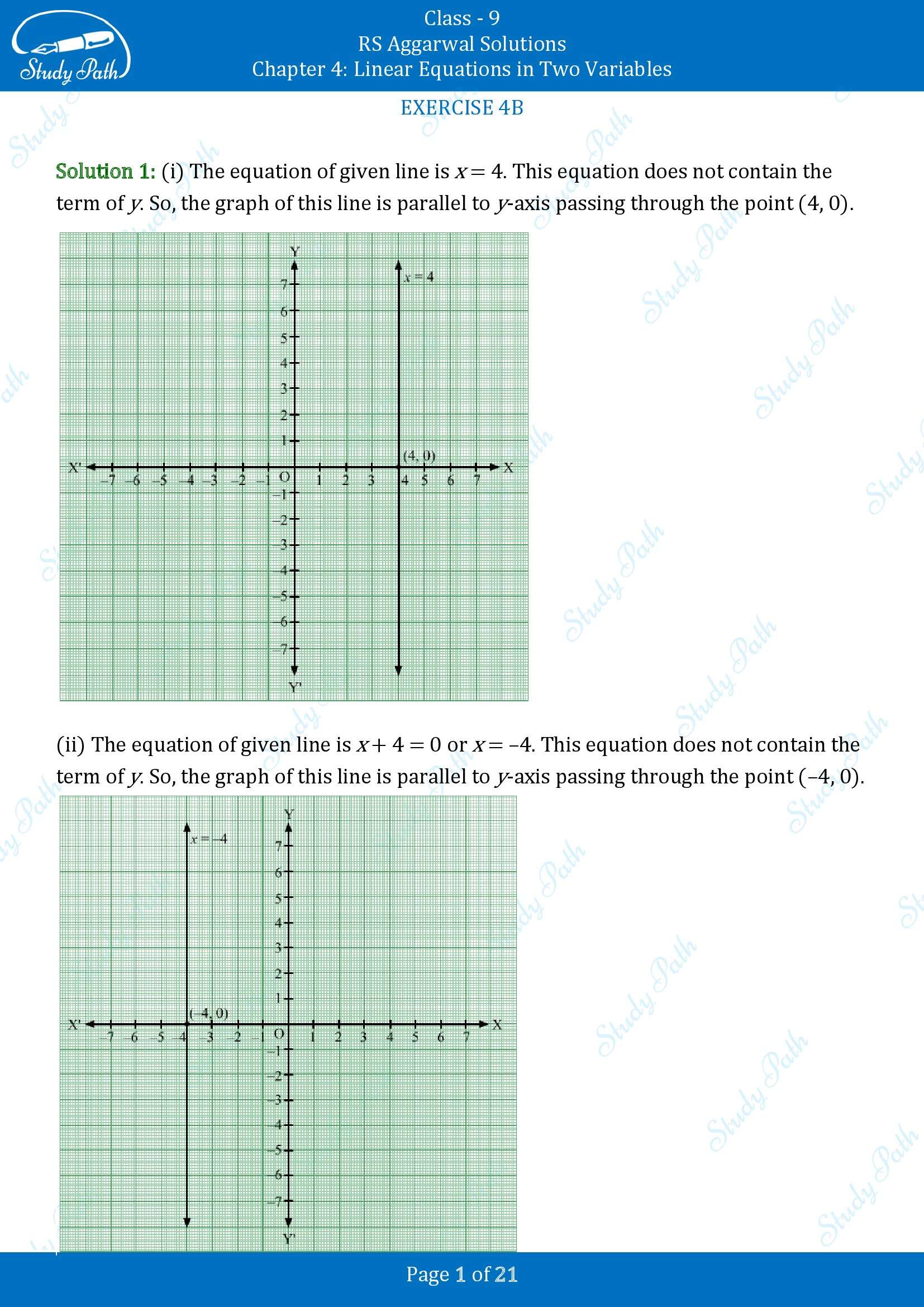 RS Aggarwal Solutions Class 9 Chapter 4 Linear Equations in Two Variables Exercise 4B 00001