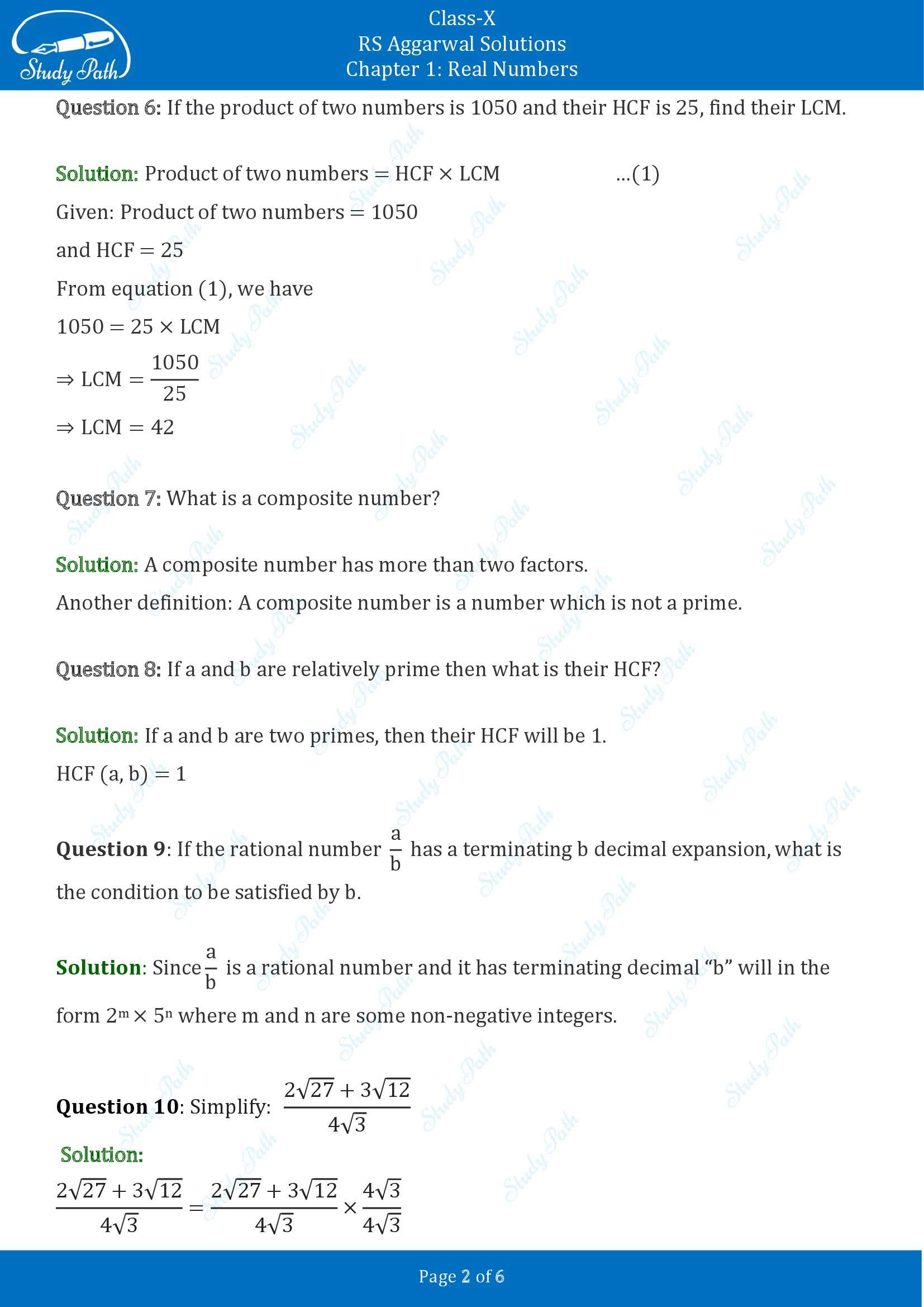 RS Aggarwal Solutions for Class 10 Chapter 1 Real Numbers Exercise 1E 00002