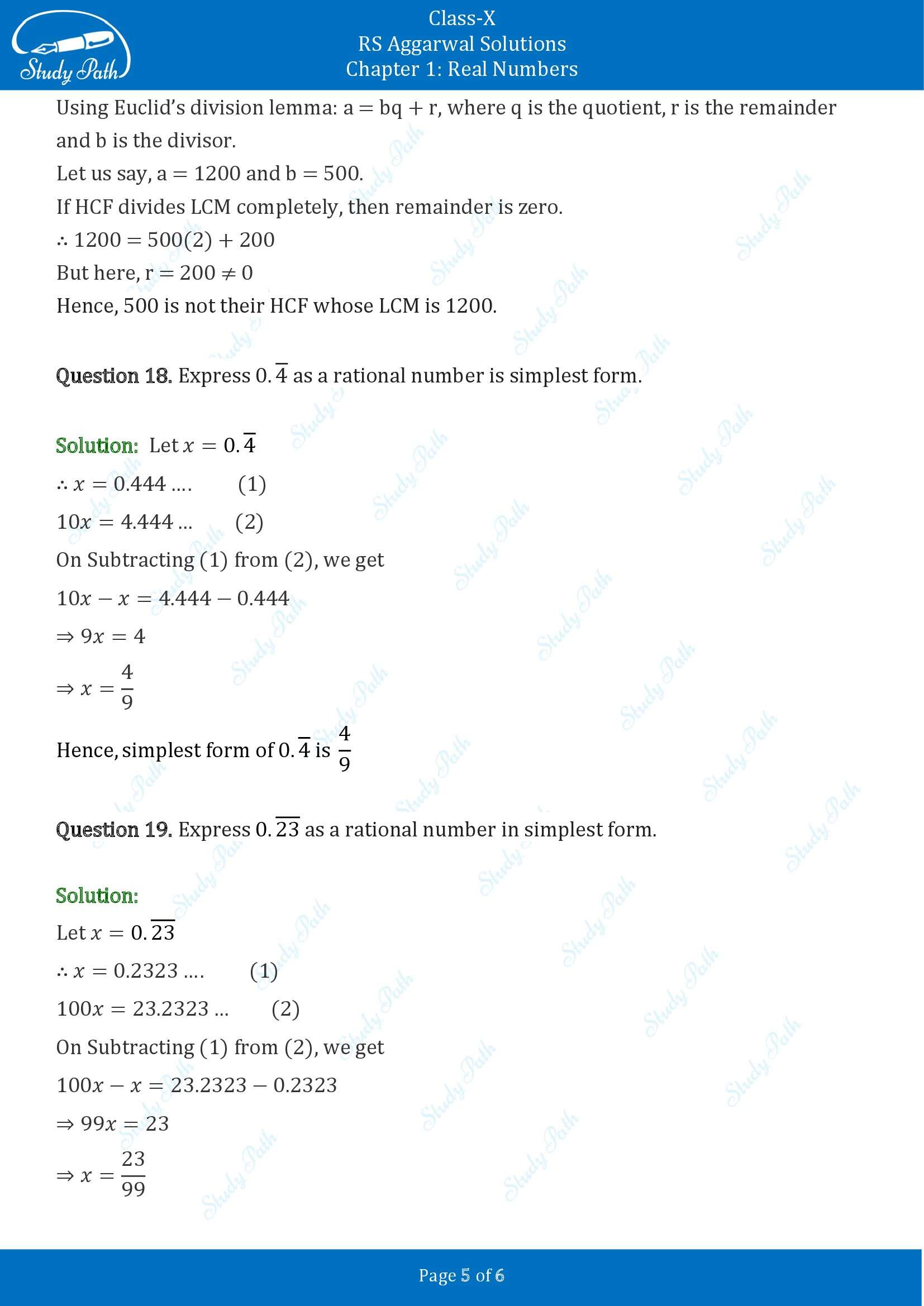 RS Aggarwal Solutions for Class 10 Chapter 1 Real Numbers Exercise 1E 00005