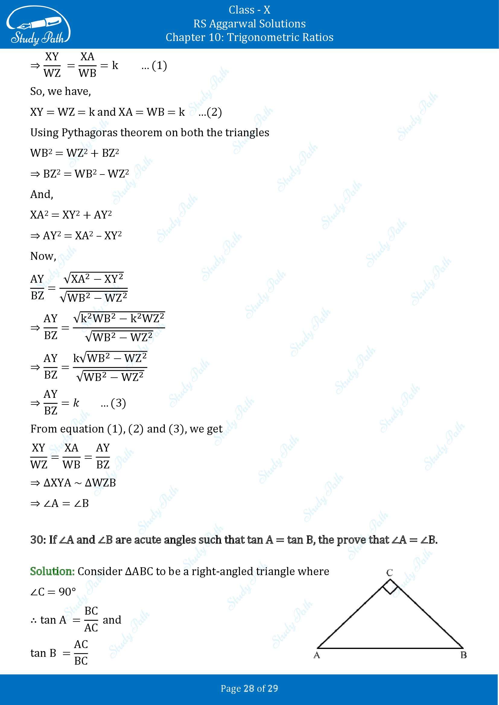 RS Aggarwal Solutions for Class 10 Chapter 10 Trigonometric Ratios Exercise 10 00028