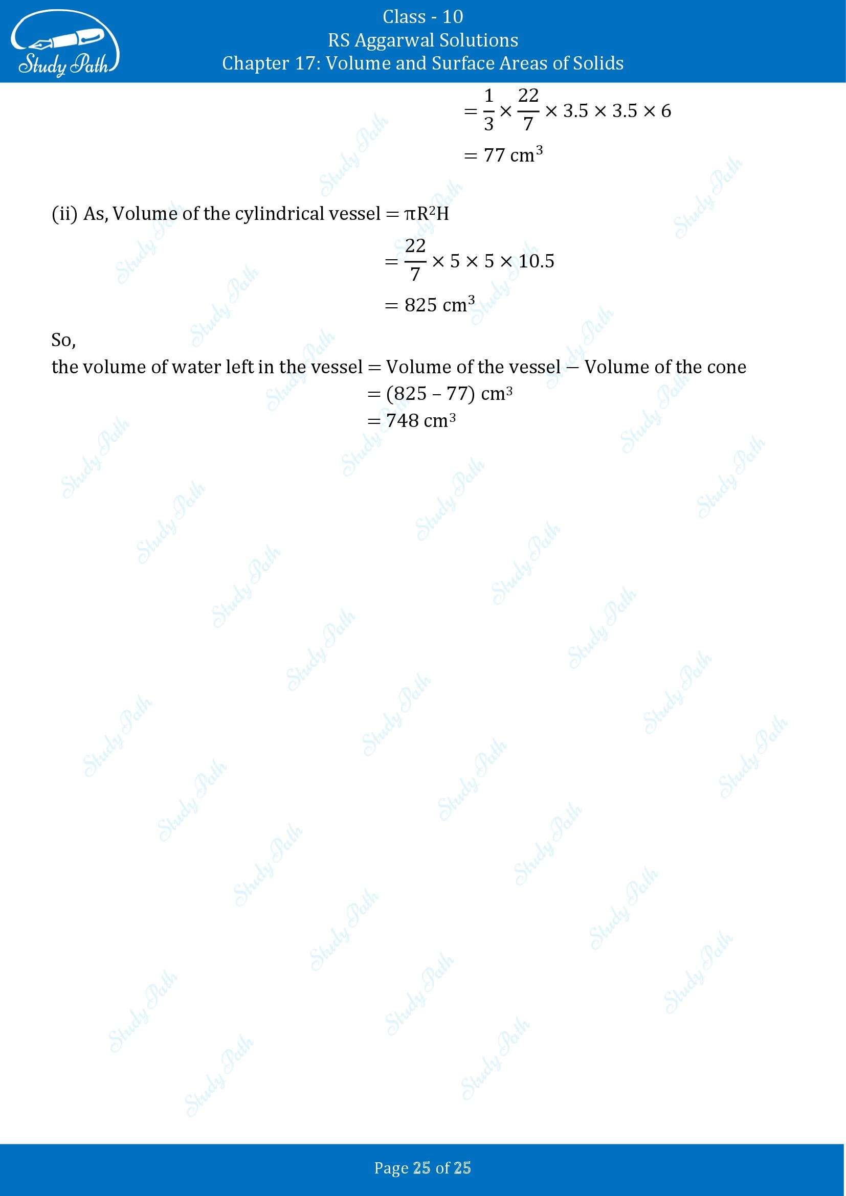 RS Aggarwal Solutions for Class 10 Chapter 17 Volume and Surface Areas of Solids Exercise 17D 00025