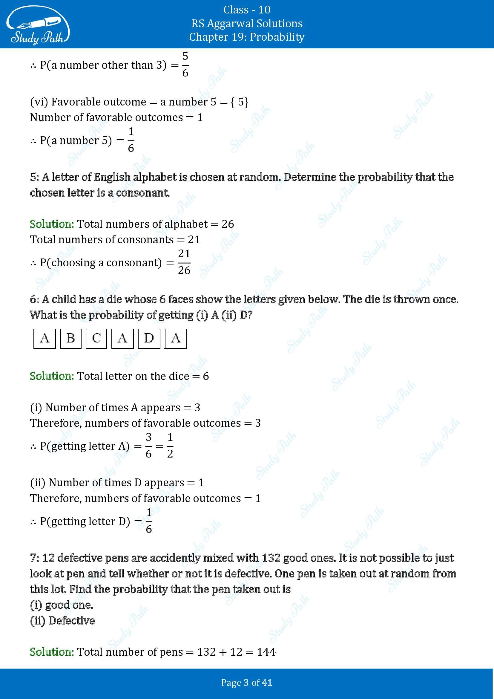 RS Aggarwal Solutions for Class 10 Chapter 19 Probability Exercise 19 00003
