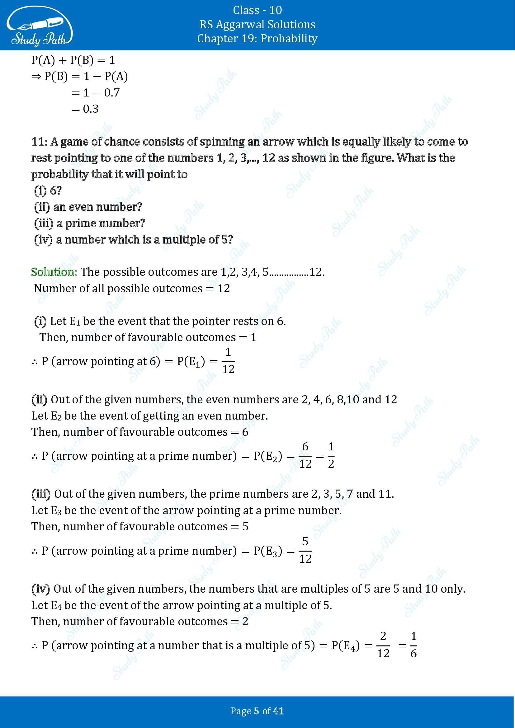 RS Aggarwal Solutions for Class 10 Chapter 19 Probability Exercise 19 00005