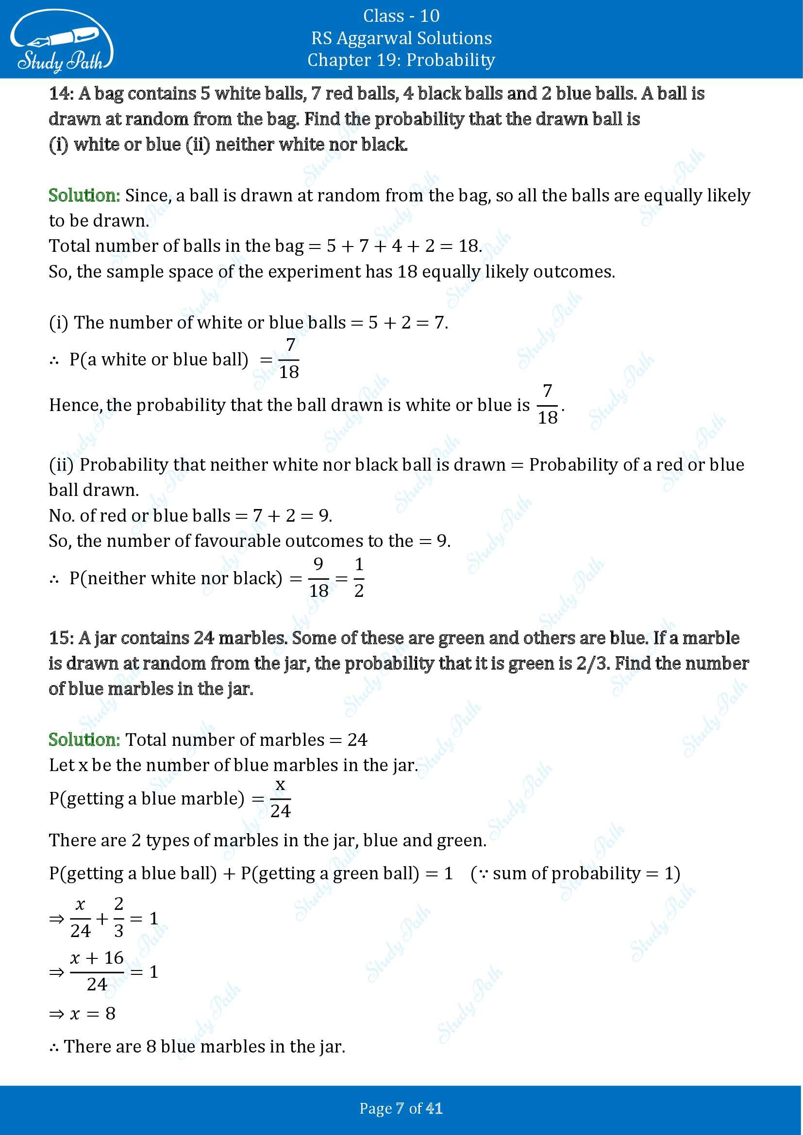 RS Aggarwal Solutions for Class 10 Chapter 19 Probability Exercise 19 00007