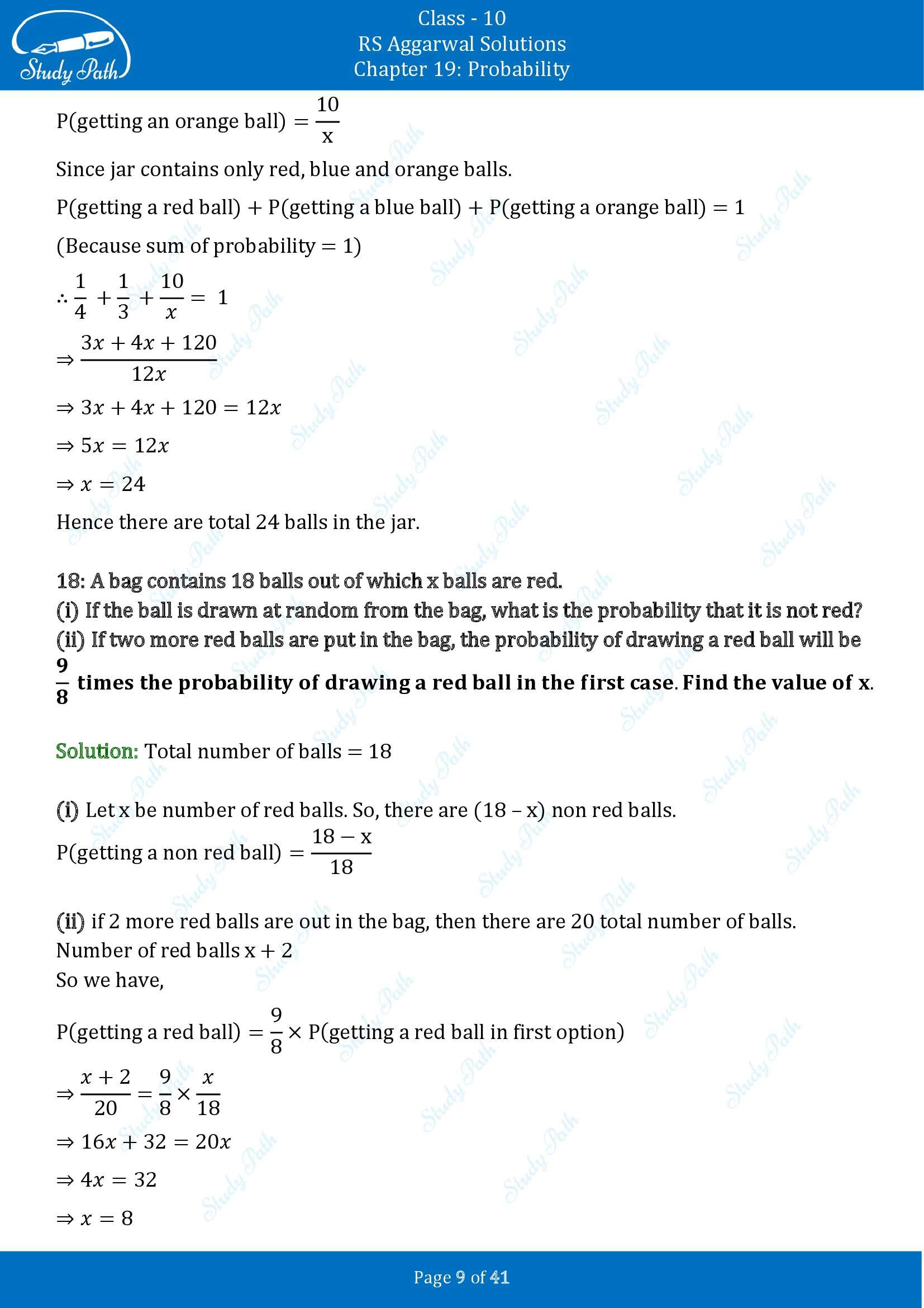 RS Aggarwal Solutions for Class 10 Chapter 19 Probability Exercise 19 00009