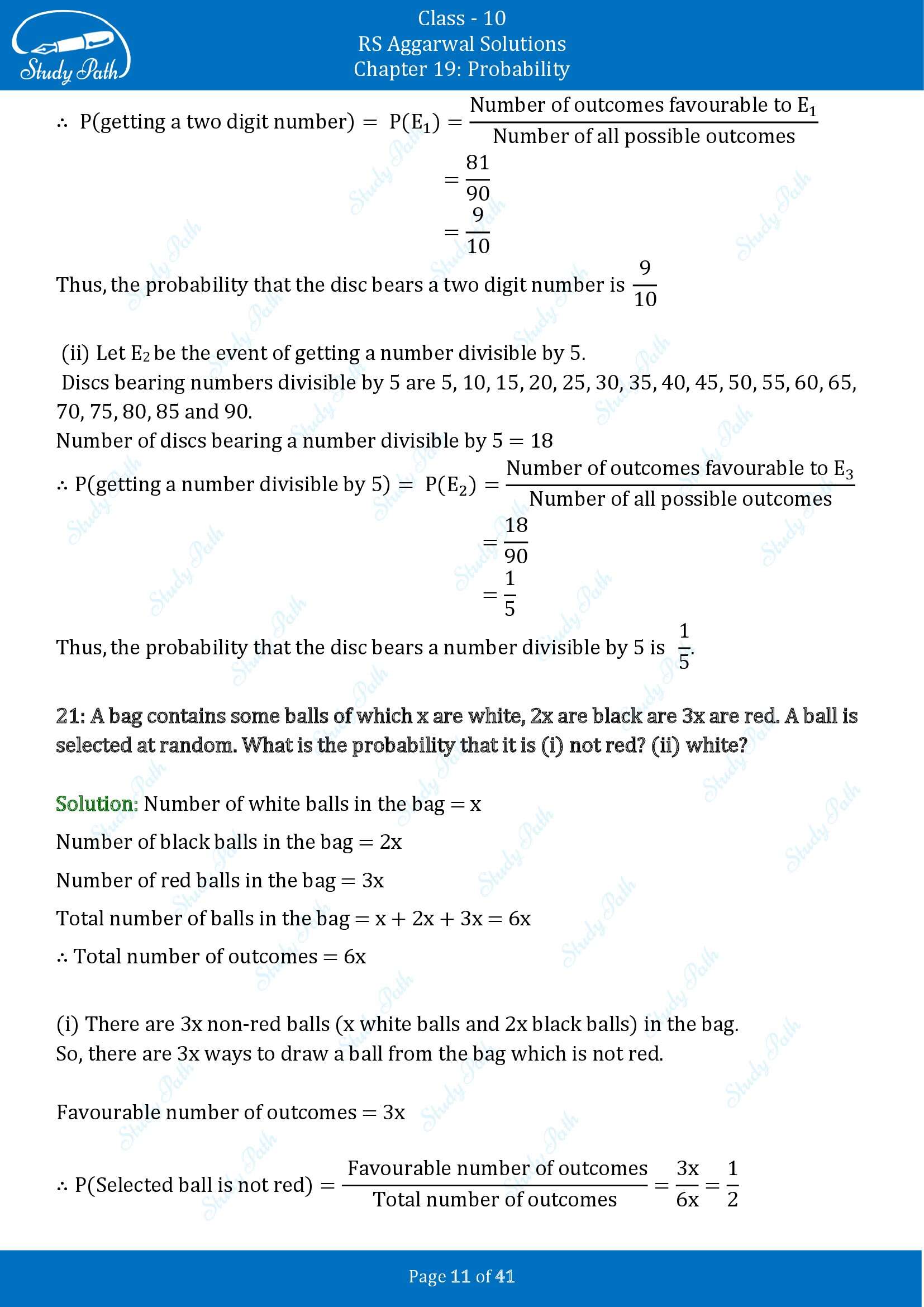 RS Aggarwal Solutions for Class 10 Chapter 19 Probability Exercise 19 00011