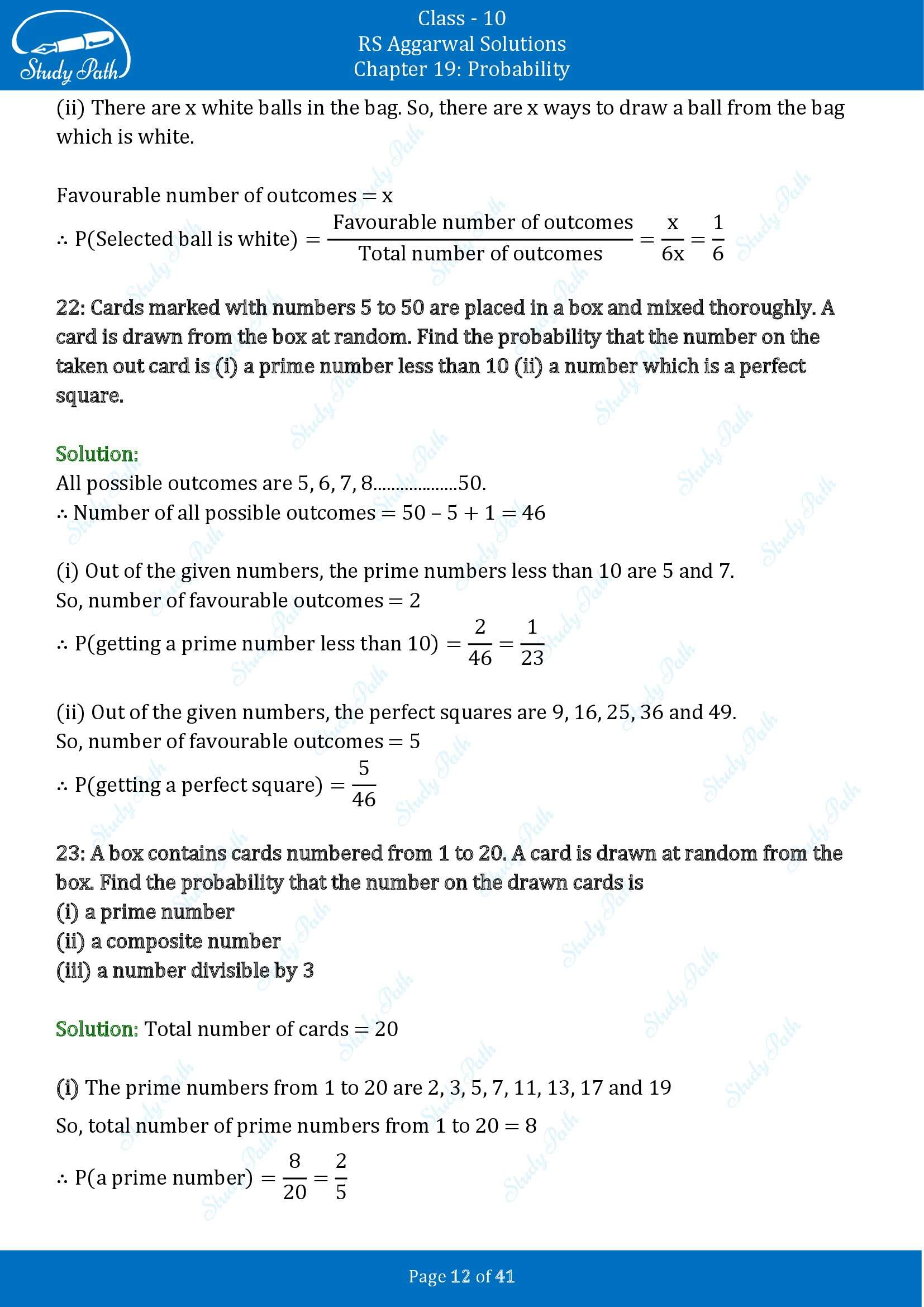 RS Aggarwal Solutions for Class 10 Chapter 19 Probability Exercise 19 00012