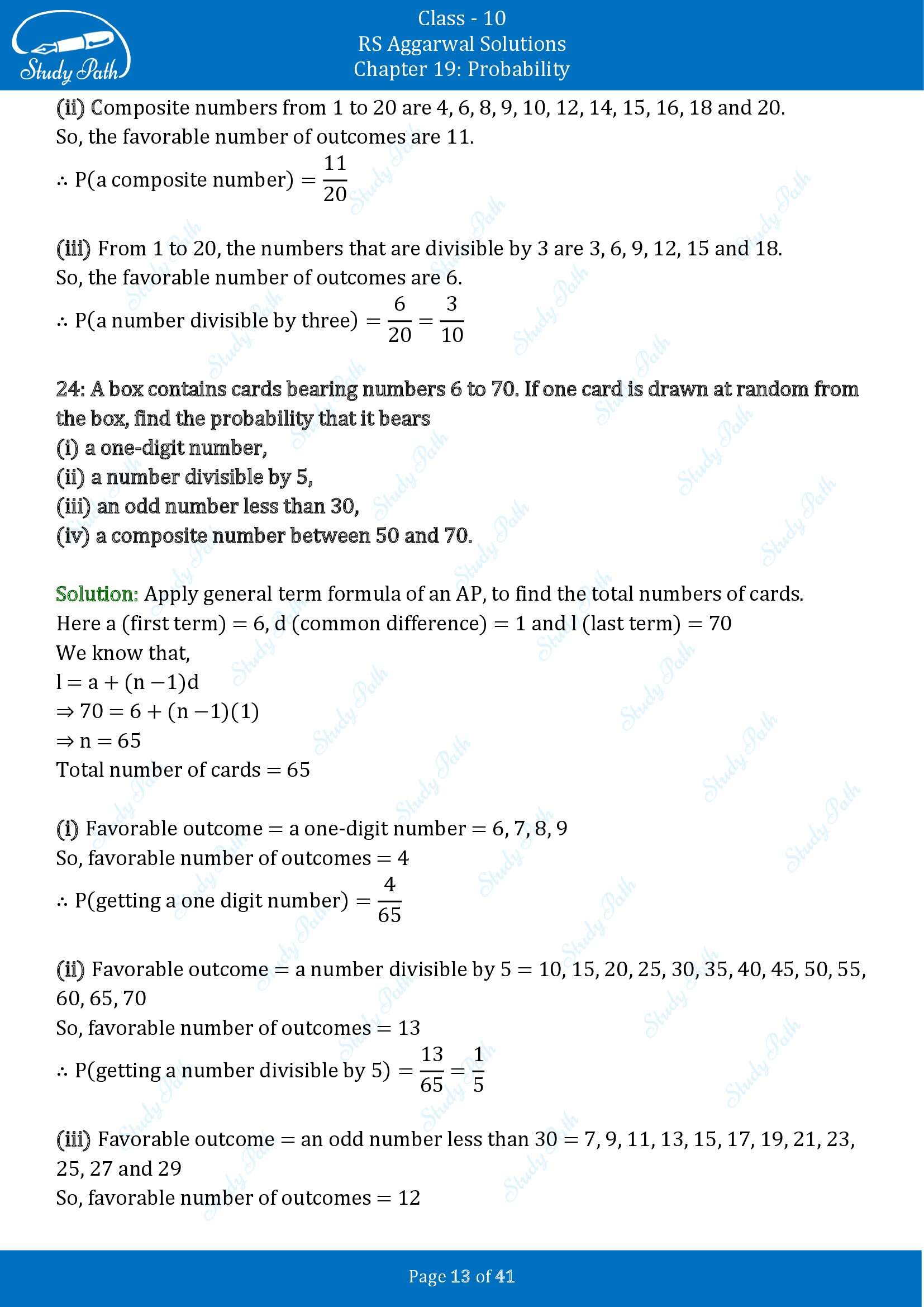 RS Aggarwal Solutions for Class 10 Chapter 19 Probability Exercise 19 00013