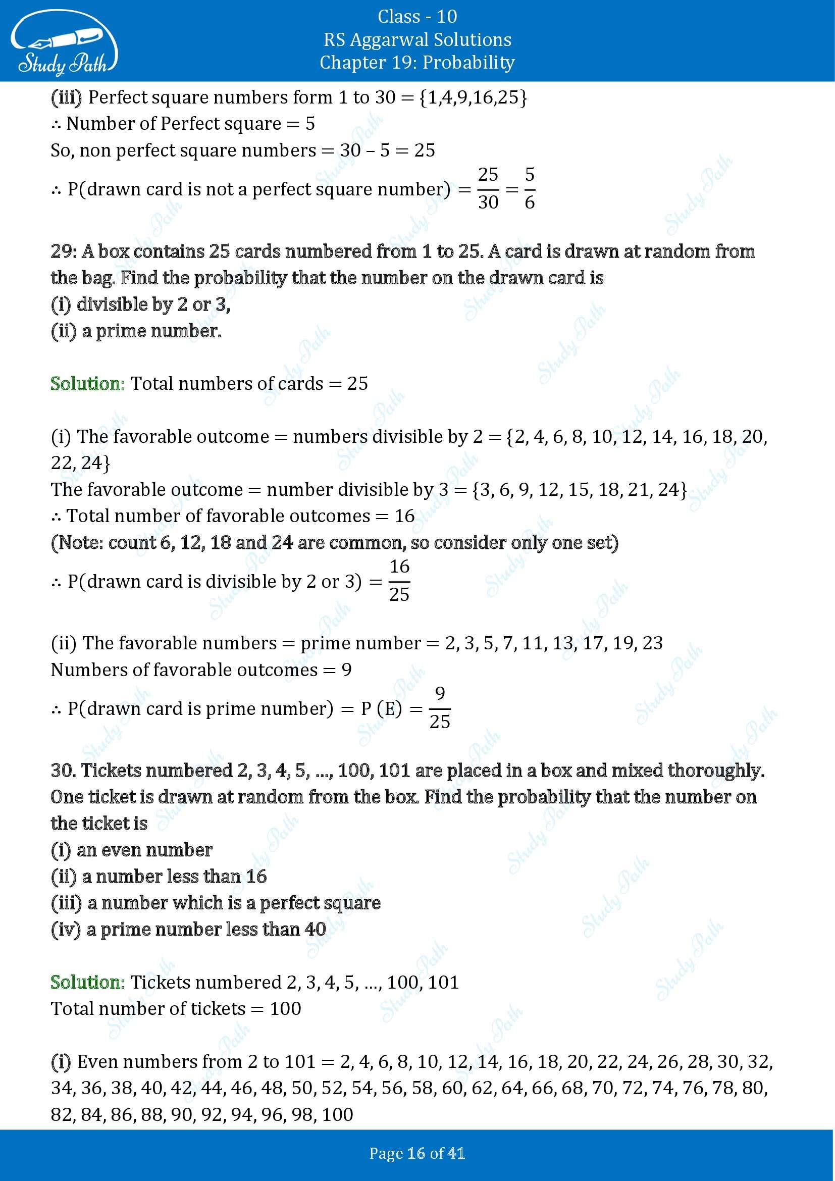 RS Aggarwal Solutions for Class 10 Chapter 19 Probability Exercise 19 00016